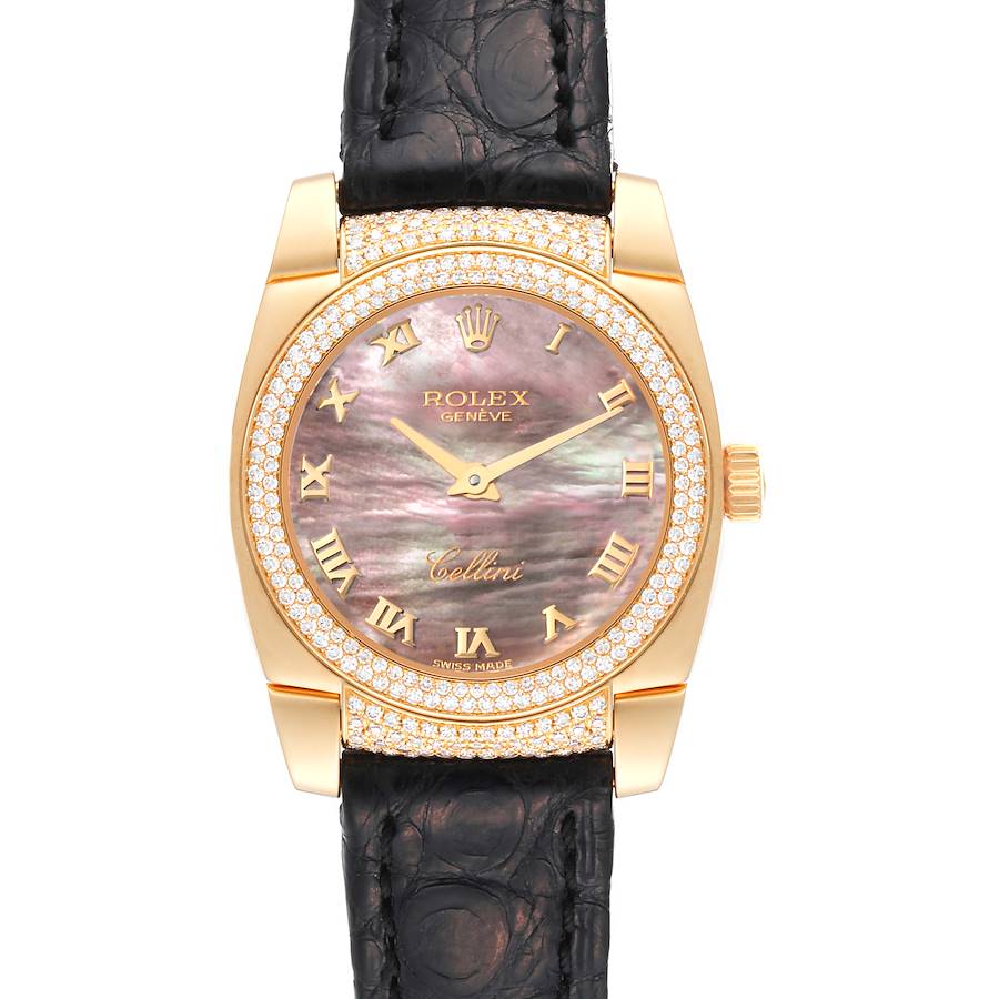 Rolex Cellini Cestello Yellow Gold Mother of Pearl Diamond Ladies Watch 6311 SwissWatchExpo