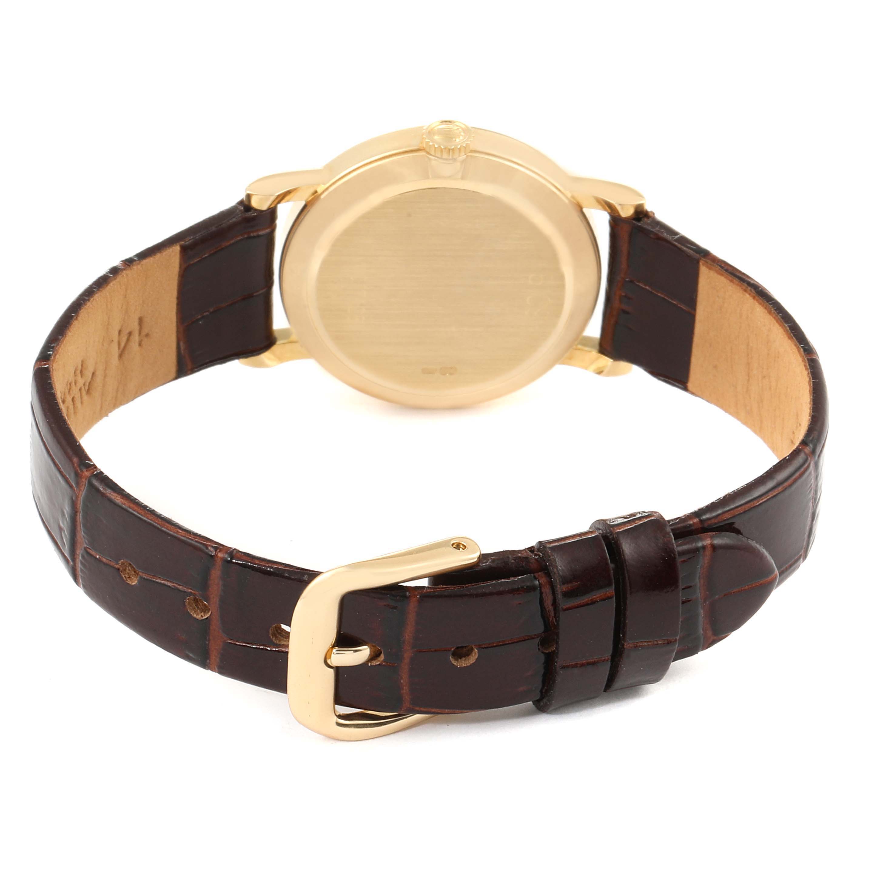 This image shows the back and strap of a Rolex Cellini 5109 Women's Yellow Gold White Dial 5109 Women's Yellow Gold White Dial watch, viewed from a slightly elevated rear angle.