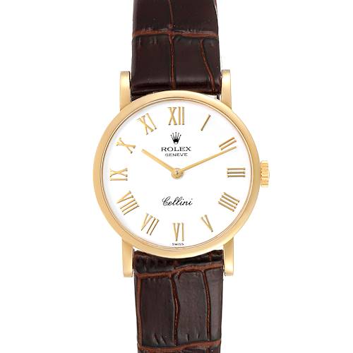 Photo of Rolex Cellini Classic Yellow Gold Brown Strap Ladies Watch 5109
