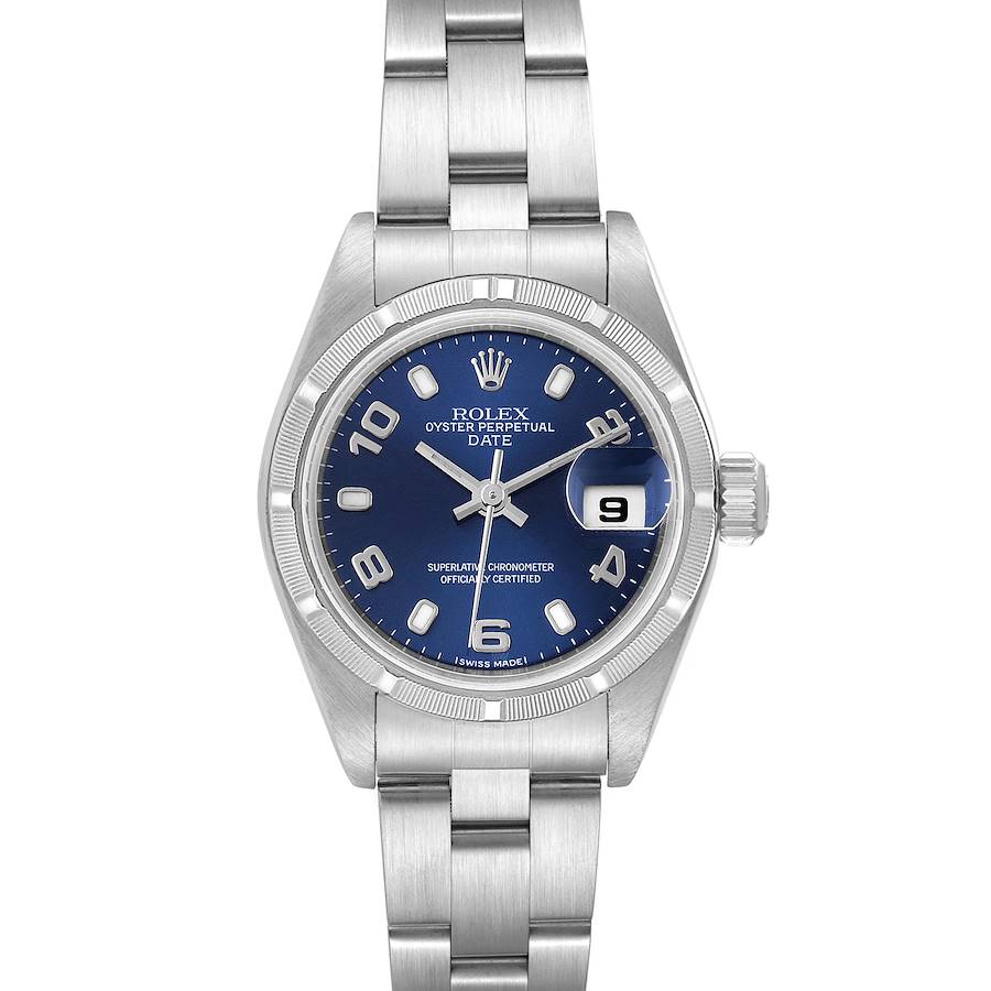 Rolex Date 26 Stainless Steel Blue Dial Ladies Watch 79190 SwissWatchExpo