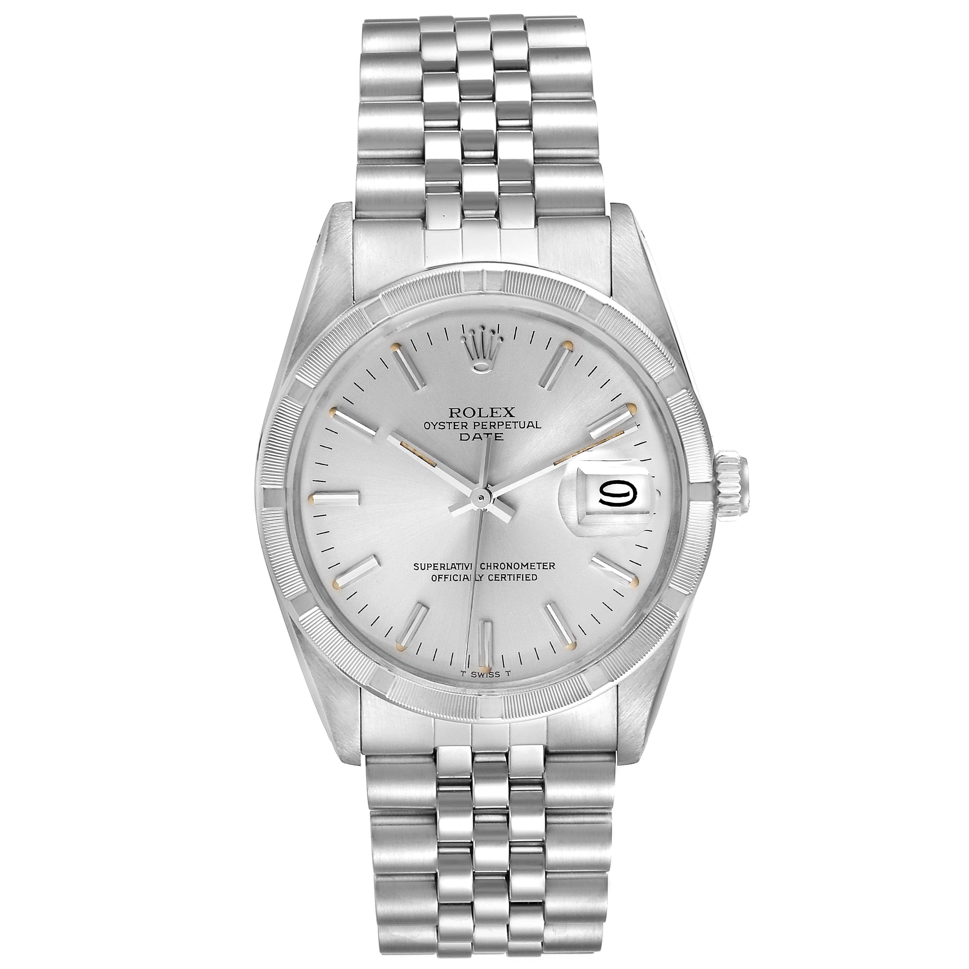The Rolex Vintage Collection 15010 Men's Stainless Steel Silver Dial 15010 Men's Stainless Steel Silver Dial watch is shown from a front angle, highlighting its dial, bezel, and bracelet.