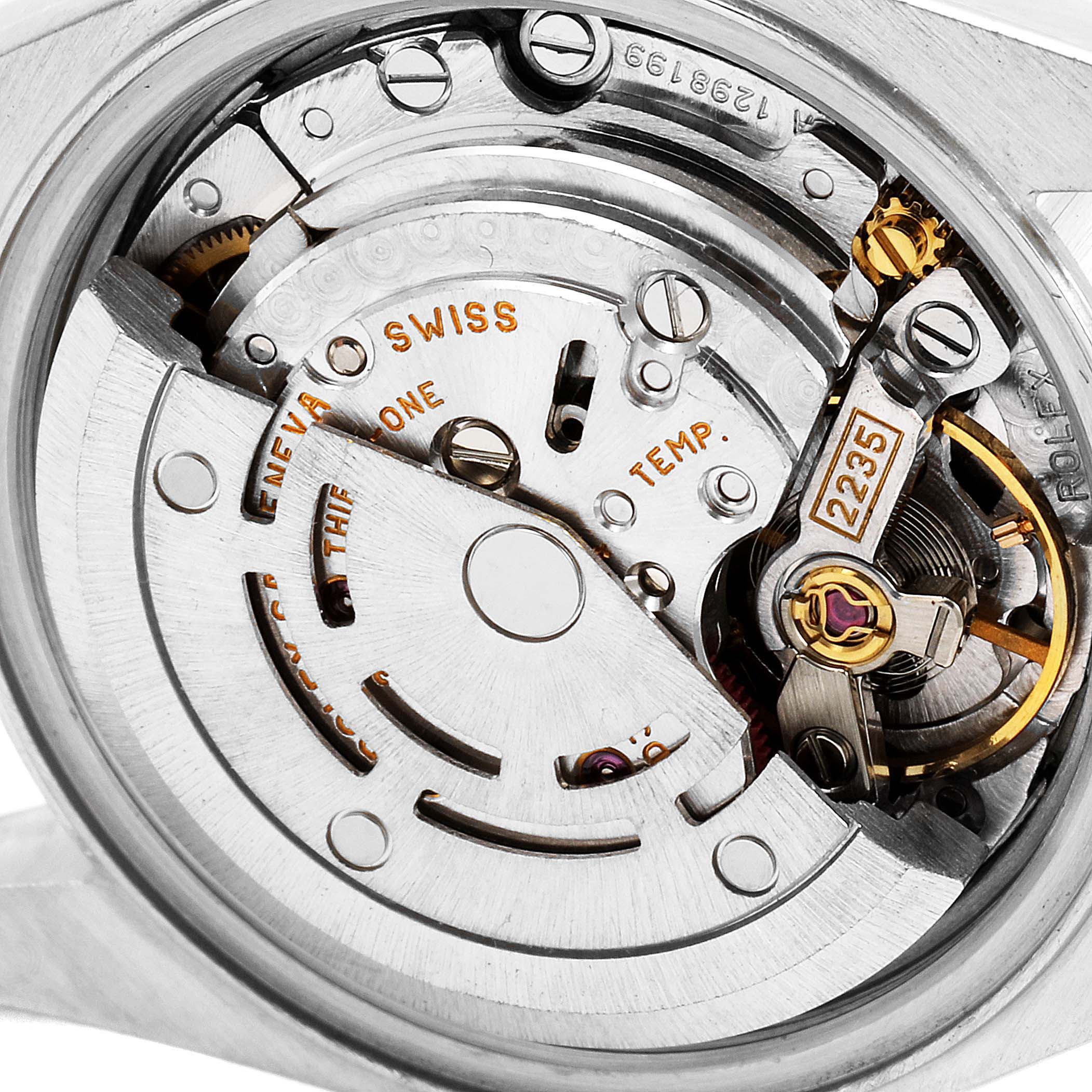 This image shows the movement mechanics from the back of a Rolex Datejust 79173 Women's Steel and Gold (two tone) Silver Dial 79173 Women's Steel and Gold (two tone) Silver Dial watch.