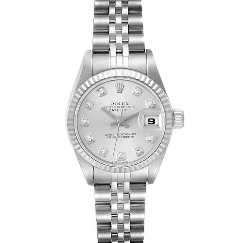 Photo of Rolex Datejust 26mm Steel White Gold Silver Diamond Dial Ladies Watch 79174