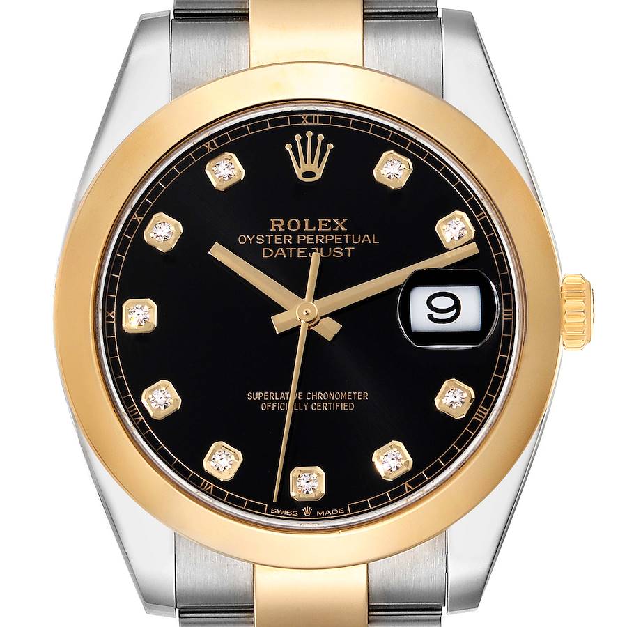 Rolex Datejust 41 Steel Yellow Gold Diamond Dial Mens Watch 126303 Box Card SwissWatchExpo