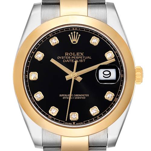 Photo of Rolex Datejust 41 Steel Yellow Gold Diamond Dial Mens Watch 126303 Box Card