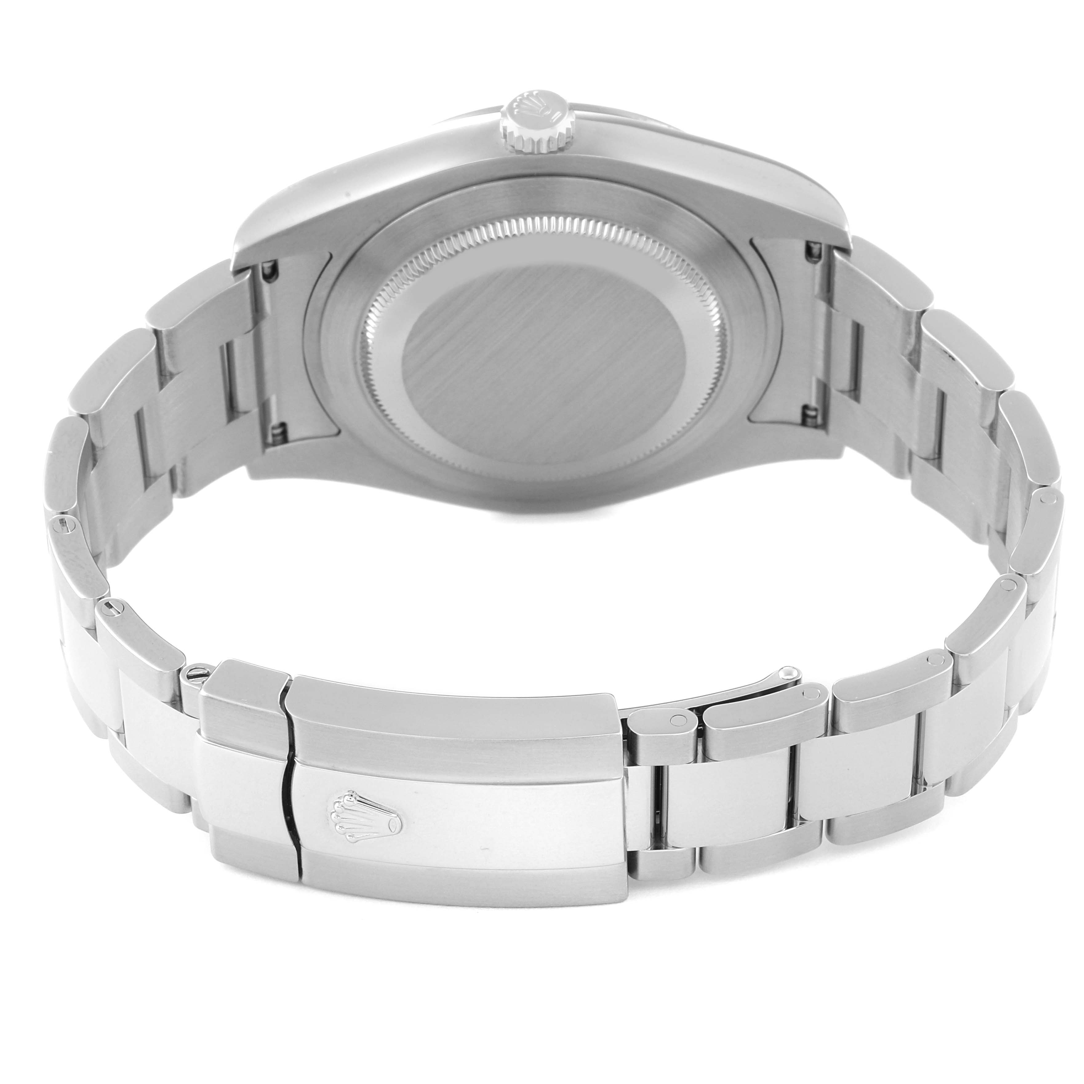 This image shows the back case and clasp of a Rolex Datejust 41 116334 Men
s Stainless Steel Silver Dial 116334 Men
s Stainless Steel Silver Dial watch, viewed from the back.