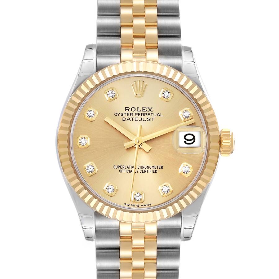Rolex Datejust Midsize Steel Yellow Gold Diamond Dial Ladies Watch 278273 Unworn SwissWatchExpo