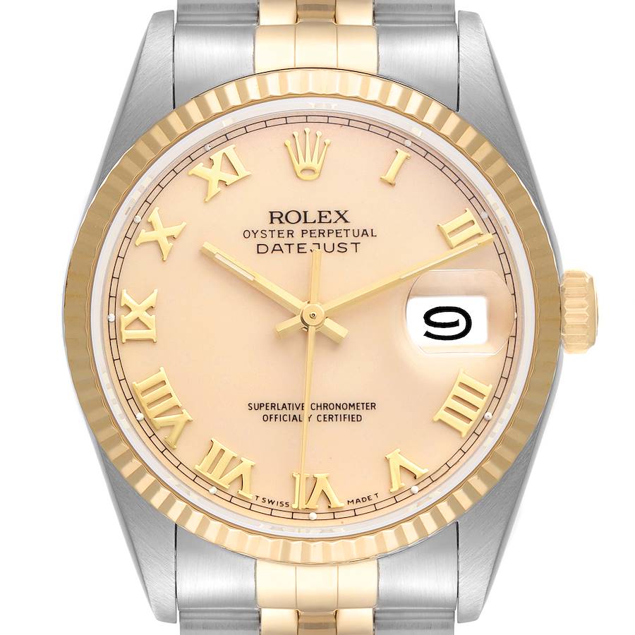 Rolex Datejust Steel Yellow Gold Ivory Dial Mens Watch 16233 SwissWatchExpo
