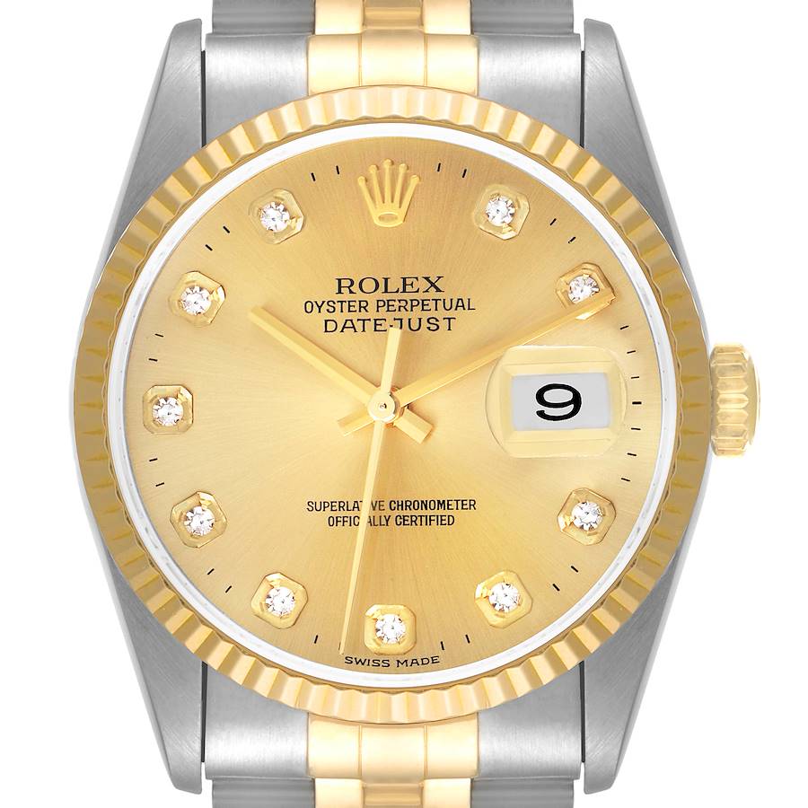 anksioznost Glad Zaslijepiti  Rolex Datejust Steel Yellow Gold Diamond Dial Mens Watch 16233 |  SwissWatchExpo