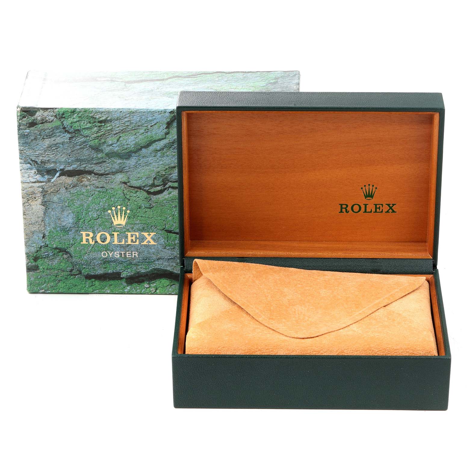 The image shows a Rolex Datejust 16233 Men's Steel and Gold (two tone) Champagne Dial 16233 Men's Steel and Gold (two tone) Champagne Dial model watch's box and case at a straight-on angle, including the outer box and inner case.