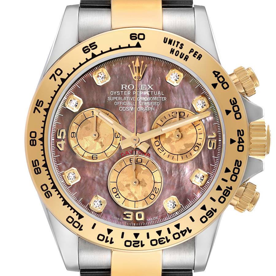 Rolex Daytona Steel Yellow Gold Mother of Pearl Diamond Mens Watch 116503 Box Card SwissWatchExpo