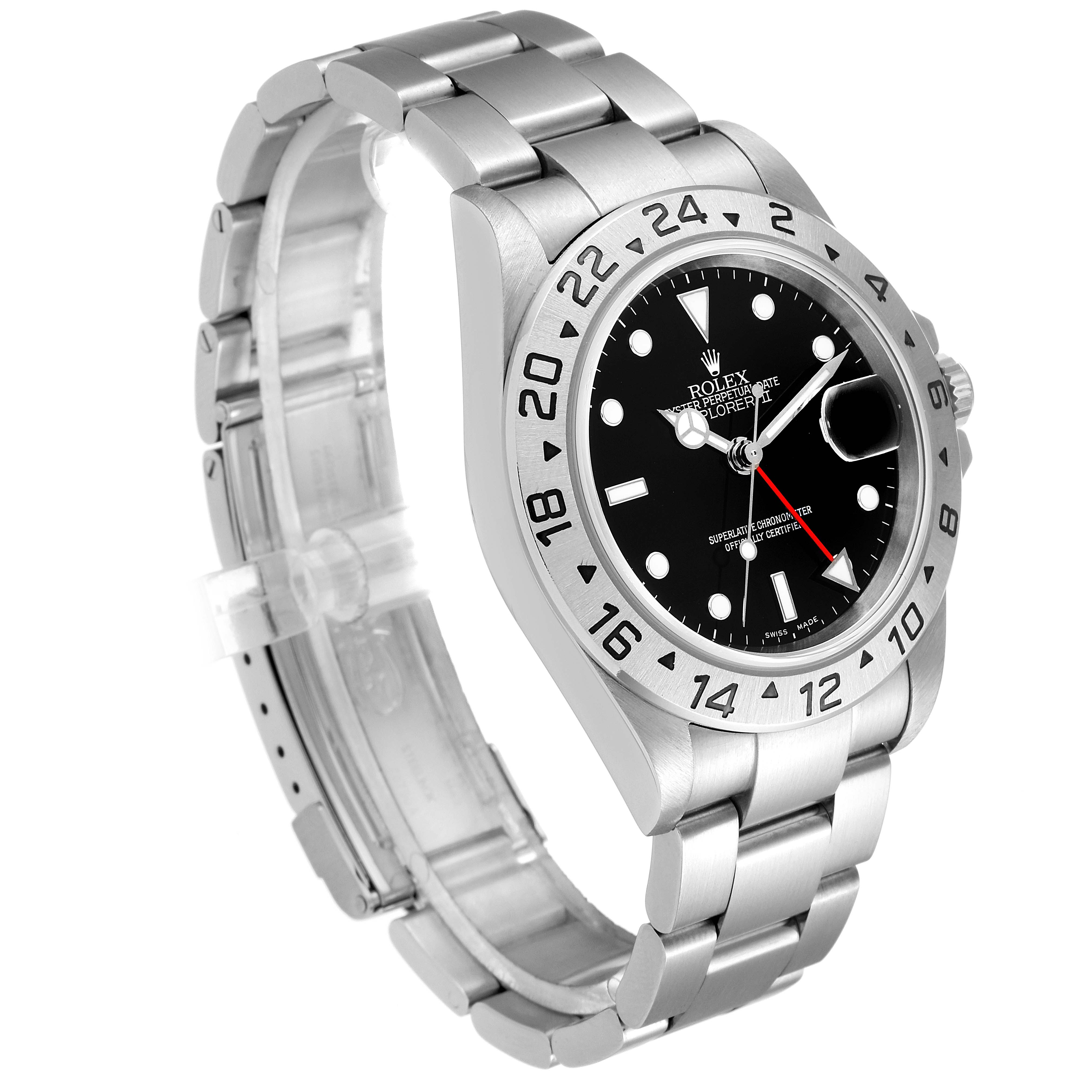 This image shows a Rolex Explorer 16570 Men's Stainless Steel Black Dial 16570 Men's Stainless Steel Black Dial watch in a three-quarter view, highlighting the dial, bezel, and bracelet.