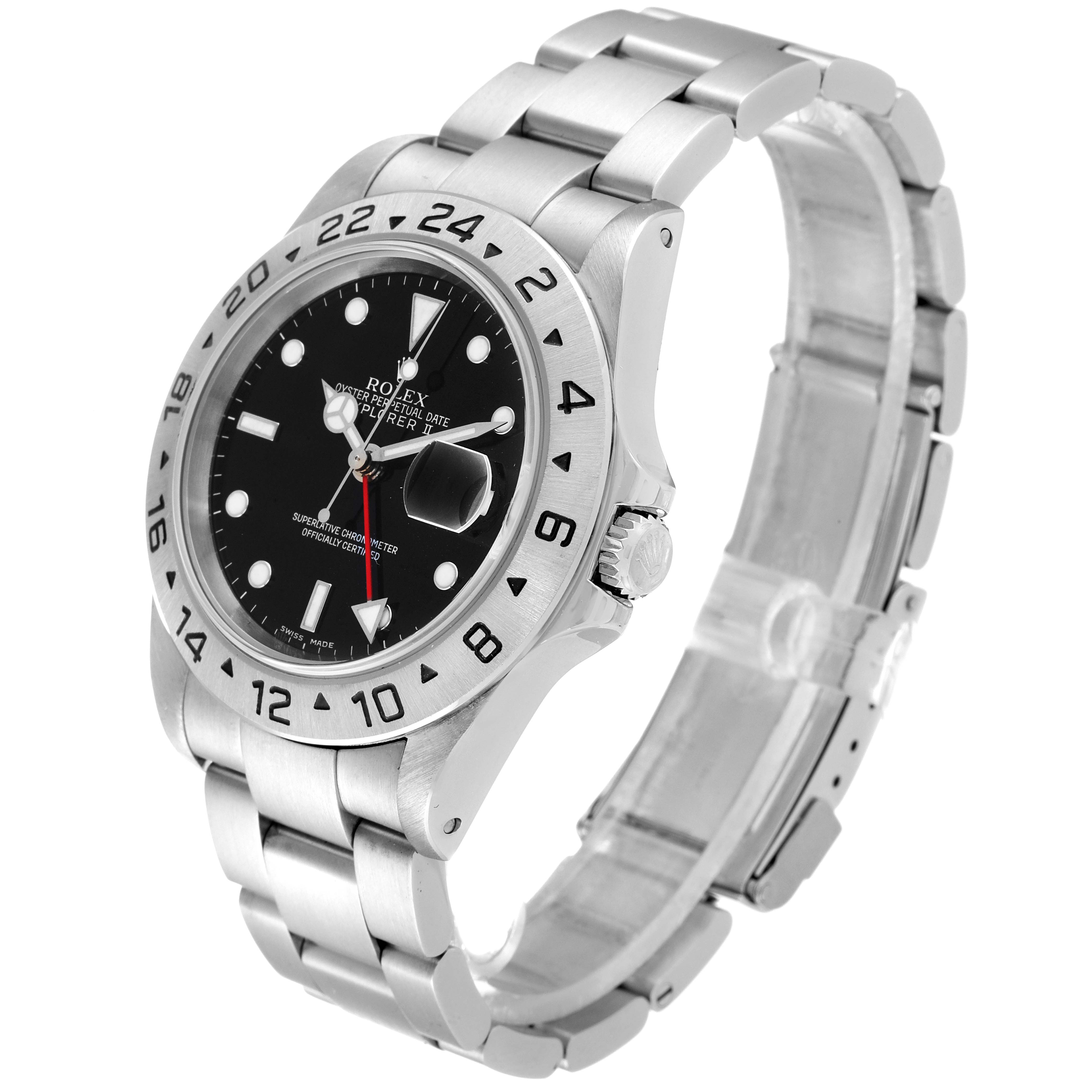 The image shows a side view of a Rolex Explorer 16570 Men's Stainless Steel Black Dial 16570 Men's Stainless Steel Black Dial watch, highlighting the bezel, dial, bracelet, and crown.