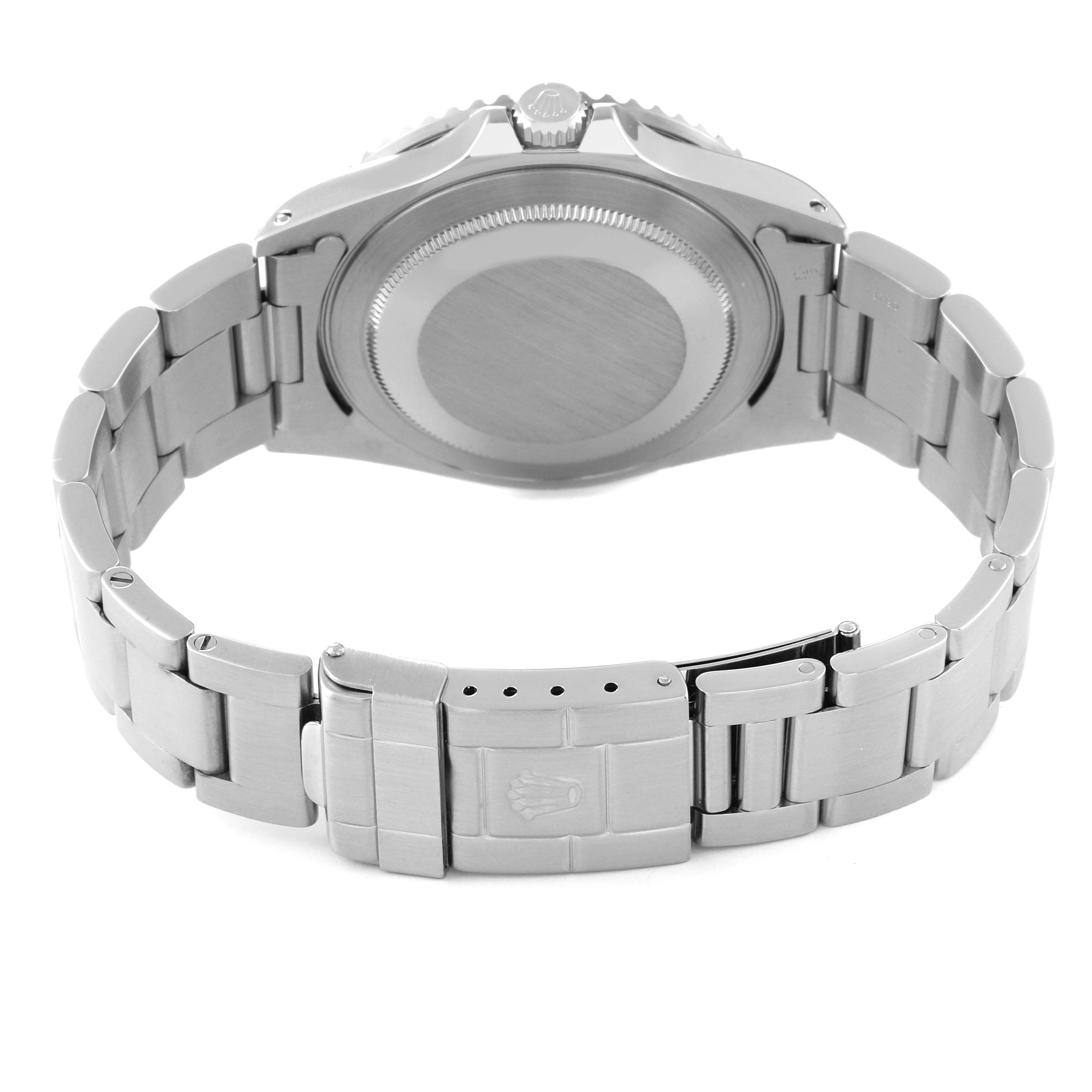 The image shows the back case and bracelet of a Rolex GMT-Master 16700 Men
s Stainless Steel Black Dial 16700 Men
s Stainless Steel Black Dial watch from a rear angle.