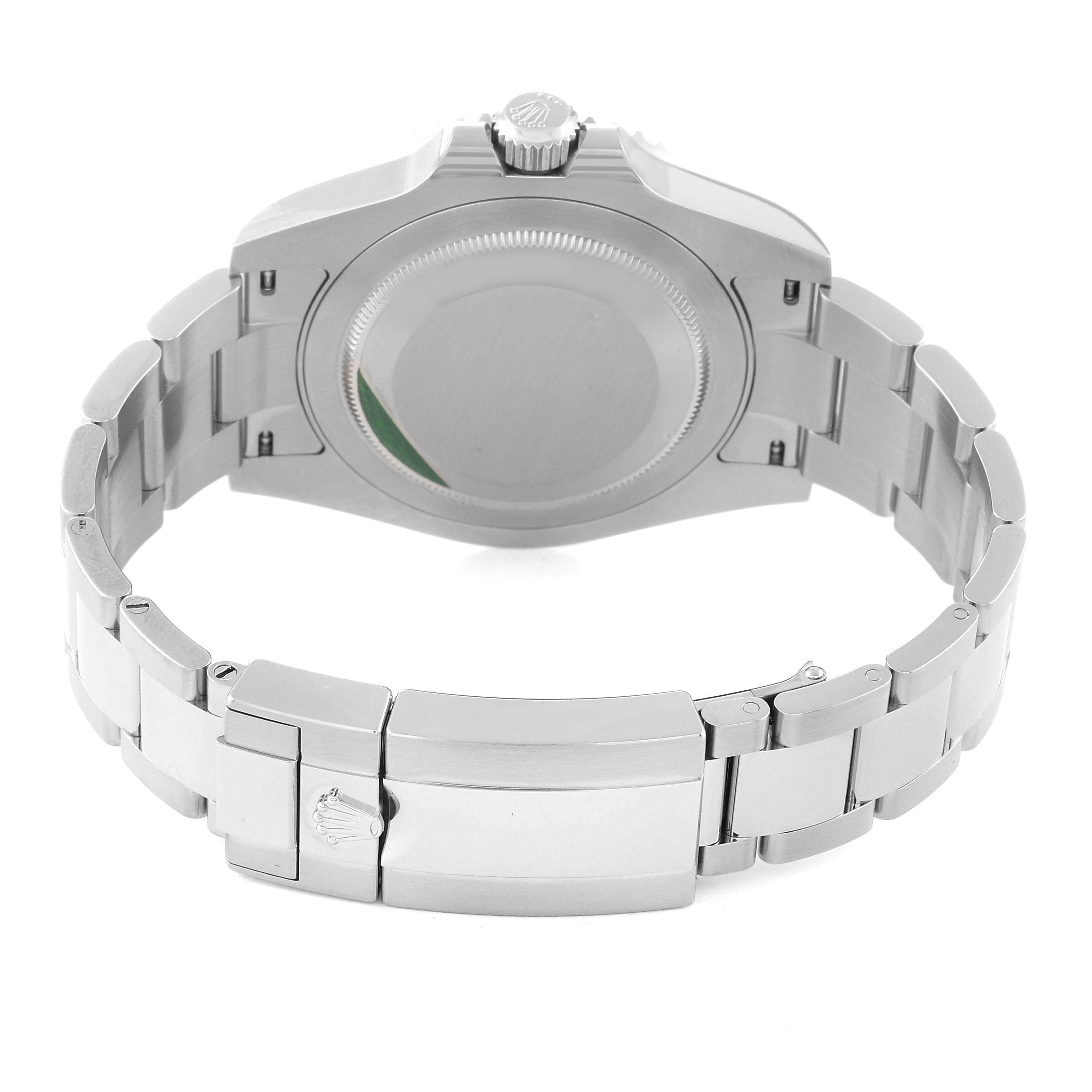 The image shows the back view of a Rolex GMT-Master 126710 Men's Stainless Steel Black Dial 126710 Men's Stainless Steel Black Dial watch, highlighting its case back, crown, and bracelet with the clasp.