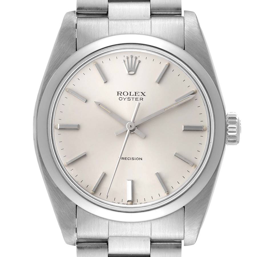 Rolex Oyster Precision Stainless Steel Silver Dial Vintage Mens Watch 6426 SwissWatchExpo
