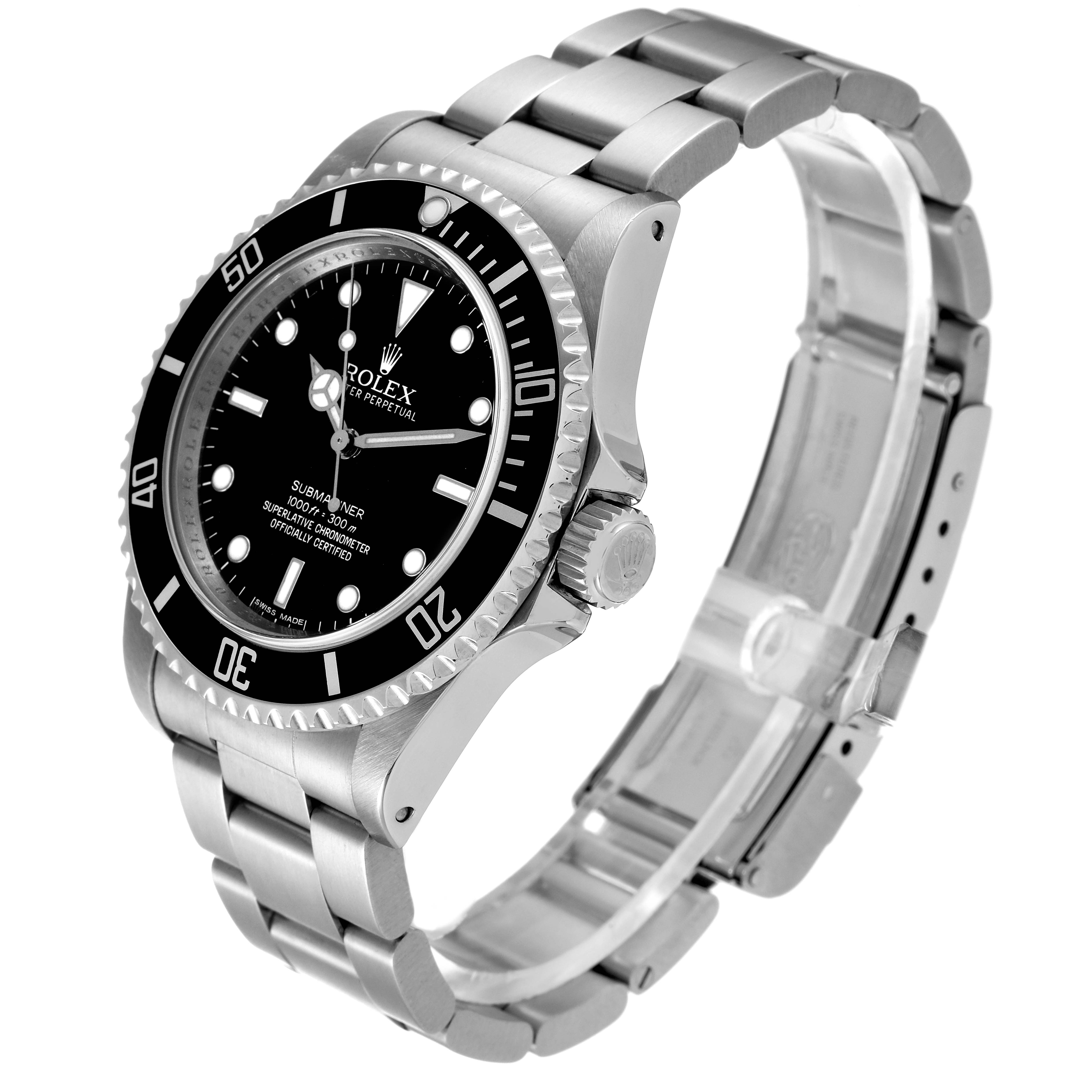 The image shows a Rolex Submariner 14060M Men's Stainless Steel Black Dial 14060M Men's Stainless Steel Black Dial watch at a three-quarter angle, highlighting the bezel, dial, and bracelet.