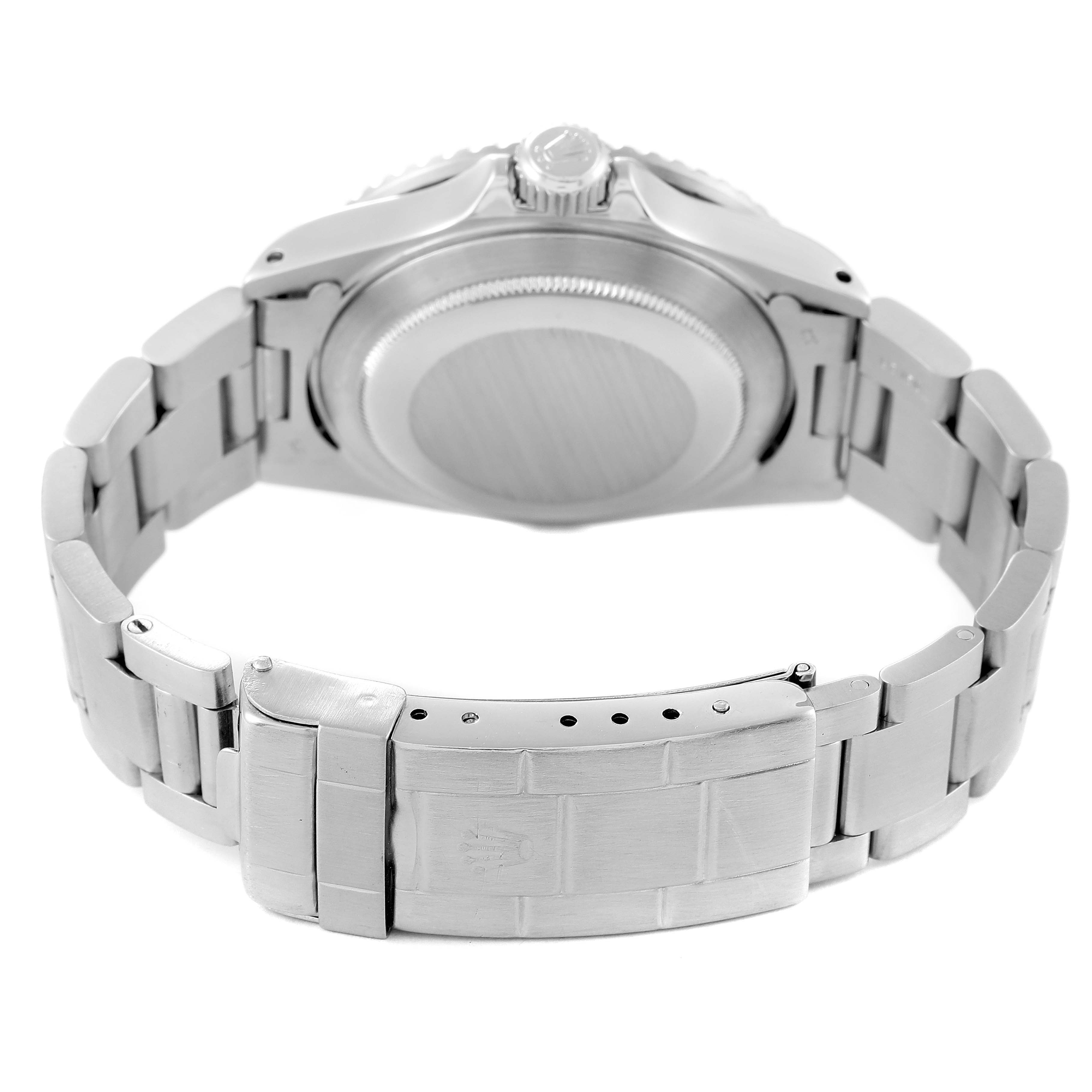 This image shows the back case and partially open clasp of the Rolex Vintage Collection 16800 Men's Stainless Steel Black Dial 16800 Men's Stainless Steel Black Dial watch.