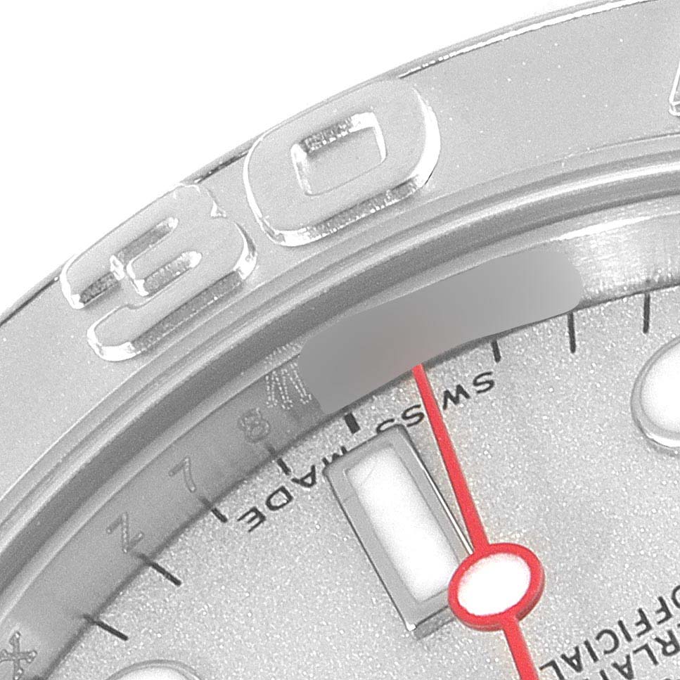 The image shows a close-up angle of the bezel, part of the dial, and the minute markers of the Rolex Yacht-Master 168622 Men's Stainless Steel Silver Dial 168622 Men's Stainless Steel Silver Dial watch.