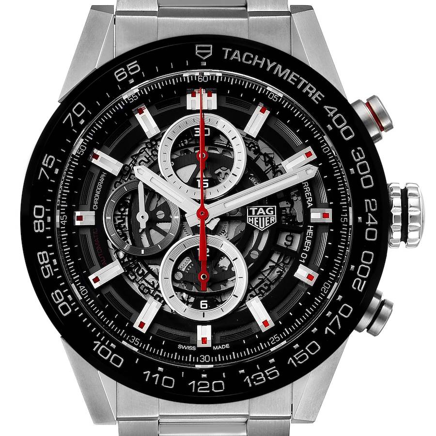 TAG Heuer Carrera Skeleton Dial Steel Mens Watch CAR201V Box Papers SwissWatchExpo