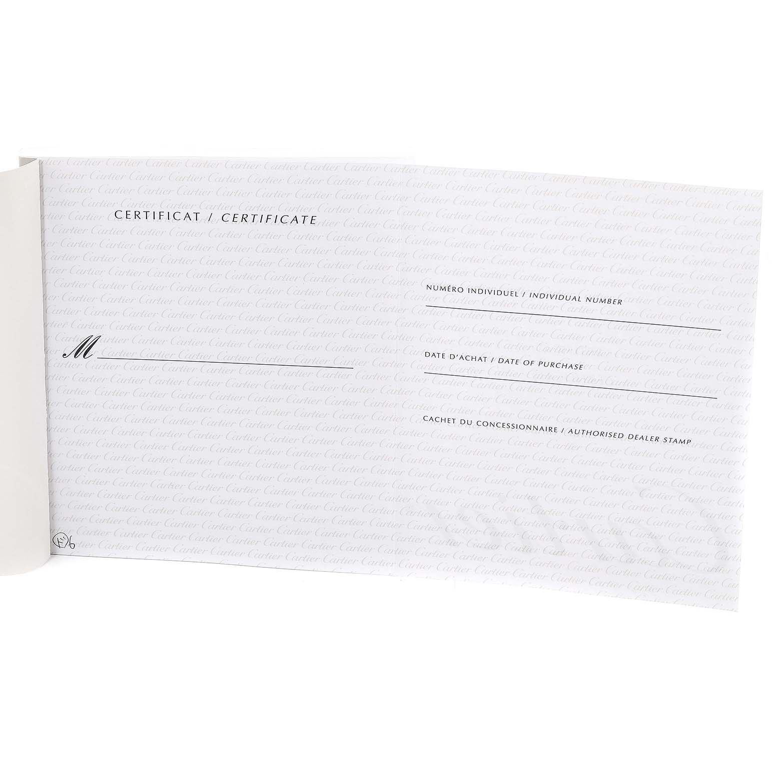 This image shows the certificate document for the Cartier Tank Francaise W51008Q3 Women's Stainless Steel Silver Dial W51008Q3 Women's Stainless Steel Silver Dial watch.