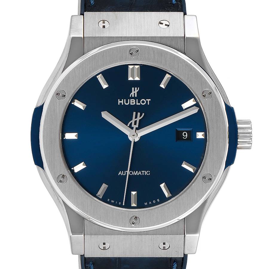 Hublot Classic Fusion Titanium 42mm Blue Dial Mens Watch 542.NX.7170.LR SwissWatchExpo