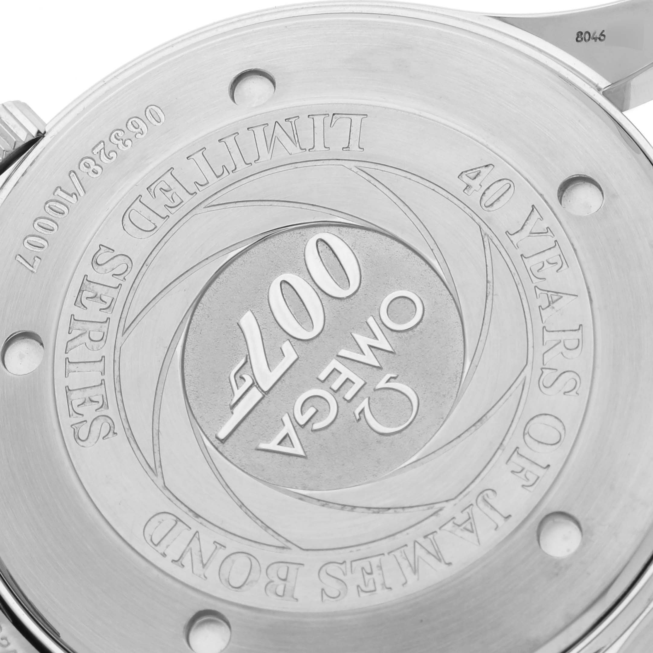 The image shows the back of the Omega Seamaster 2537.80.00 Men's Stainless Steel Blue Dial 2537.80.00 Men's Stainless Steel Blue Dial watch, highlighting its engraved case back design.