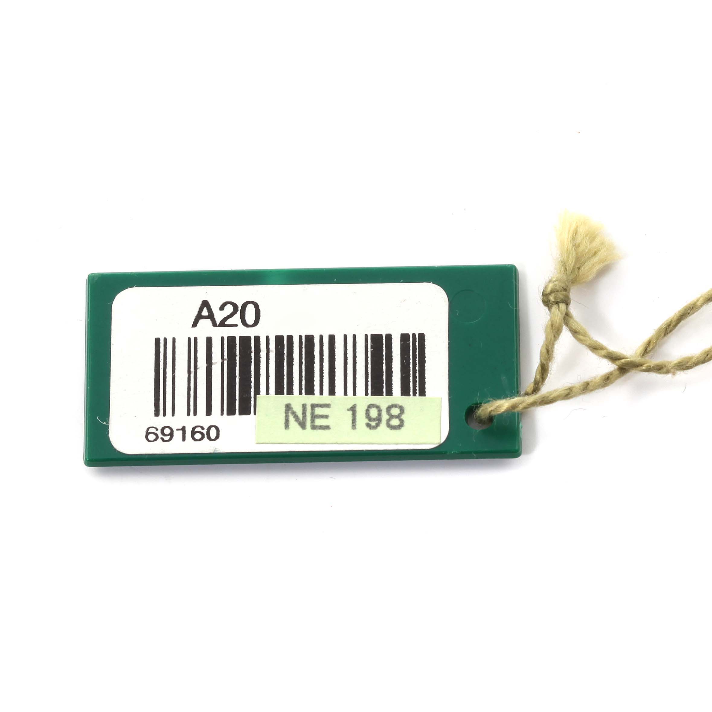 This image shows a green tag with a barcode for a Rolex Datejust 69160 Women's Stainless Steel Blue Dial 69160 Women's Stainless Steel Blue Dial watch.