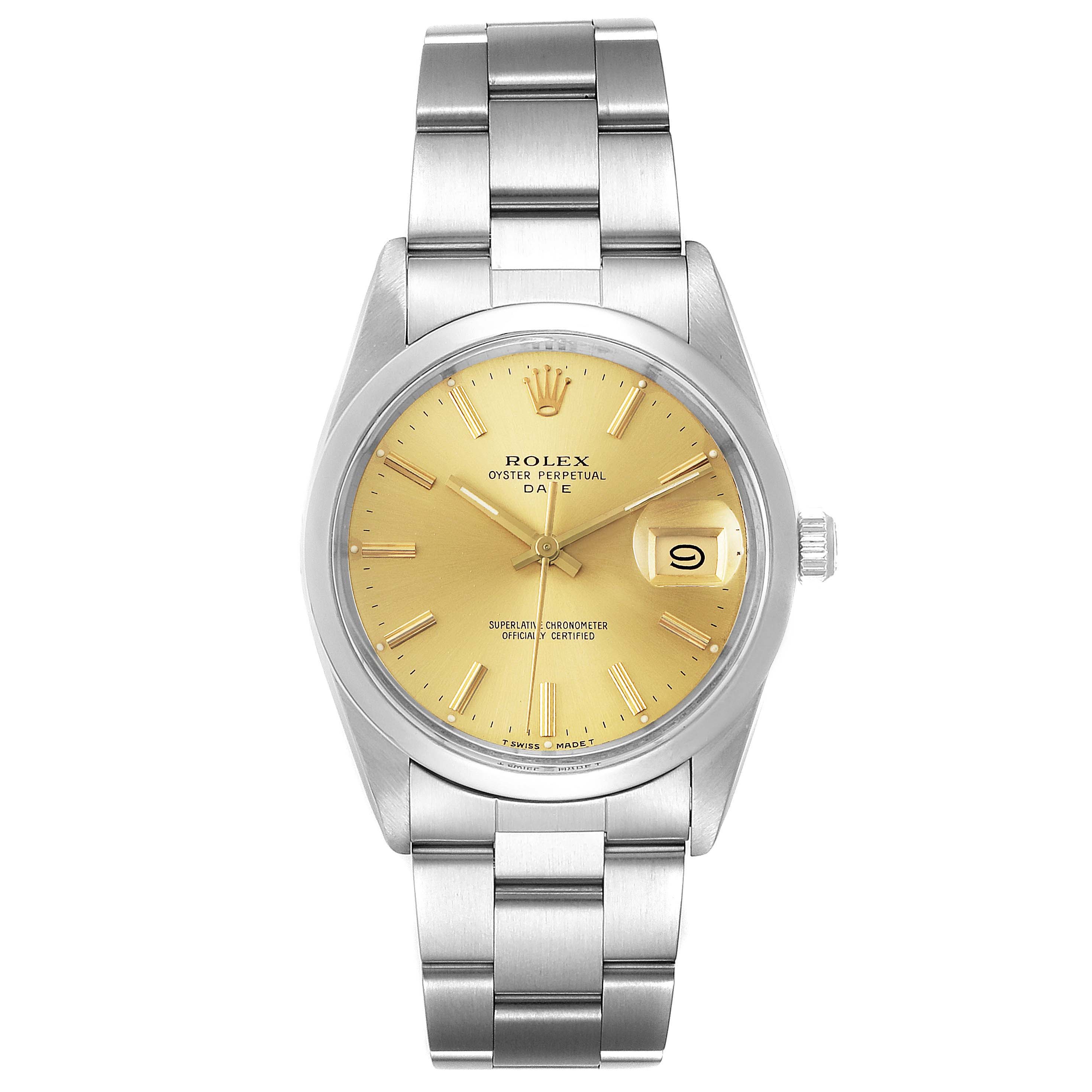The Rolex Vintage Collection 15000 Men
s Stainless Steel Champagne Dial 15000 Men
s Stainless Steel Champagne Dial watch is shown from a front angle, displaying the dial, hands, crown, and bracelet.