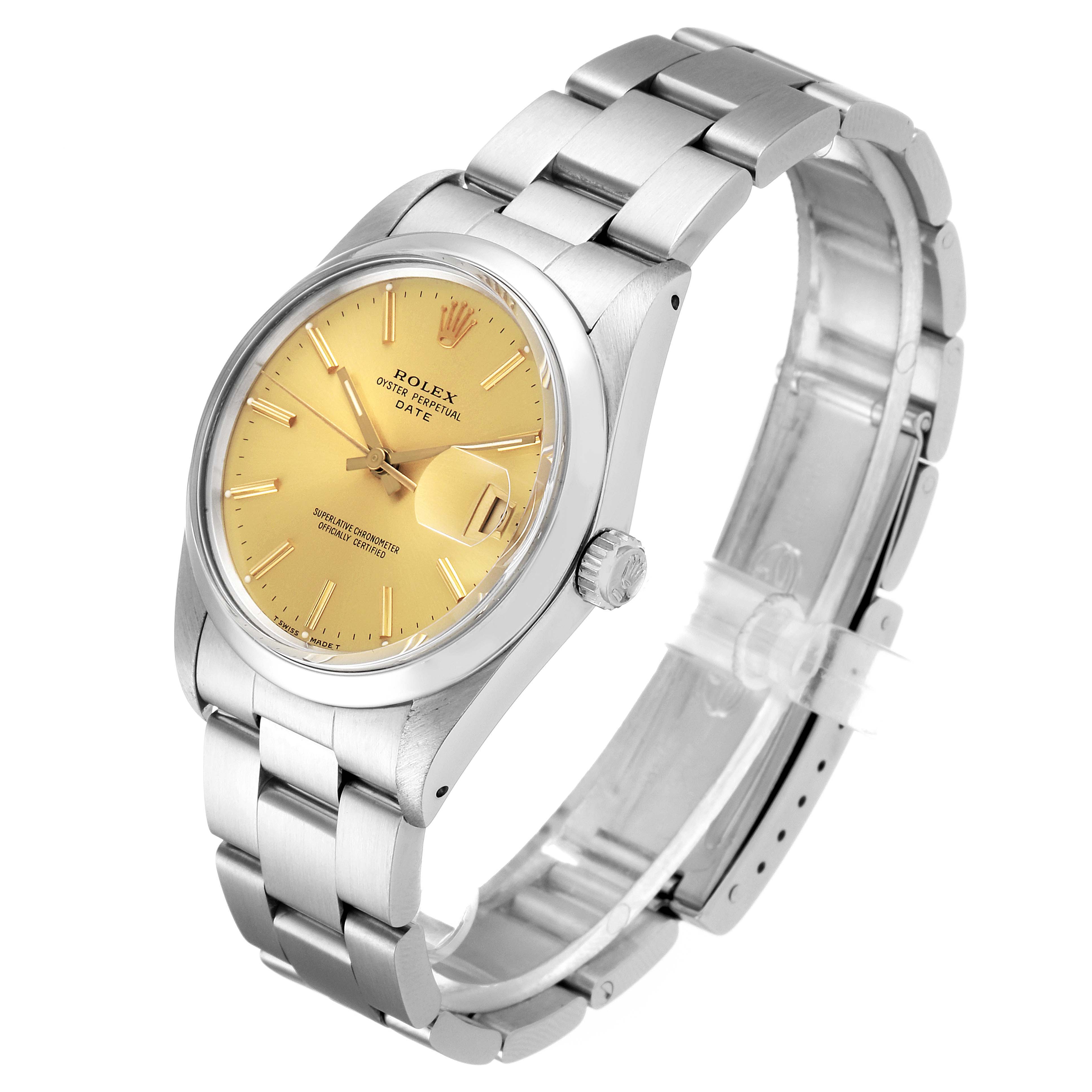 The image shows a Rolex Vintage Collection 15000 Men
s Stainless Steel Champagne Dial 15000 Men
s Stainless Steel Champagne Dial watch at a three-quarter angle, highlighting the dial, bezel, bracelet, and crown.