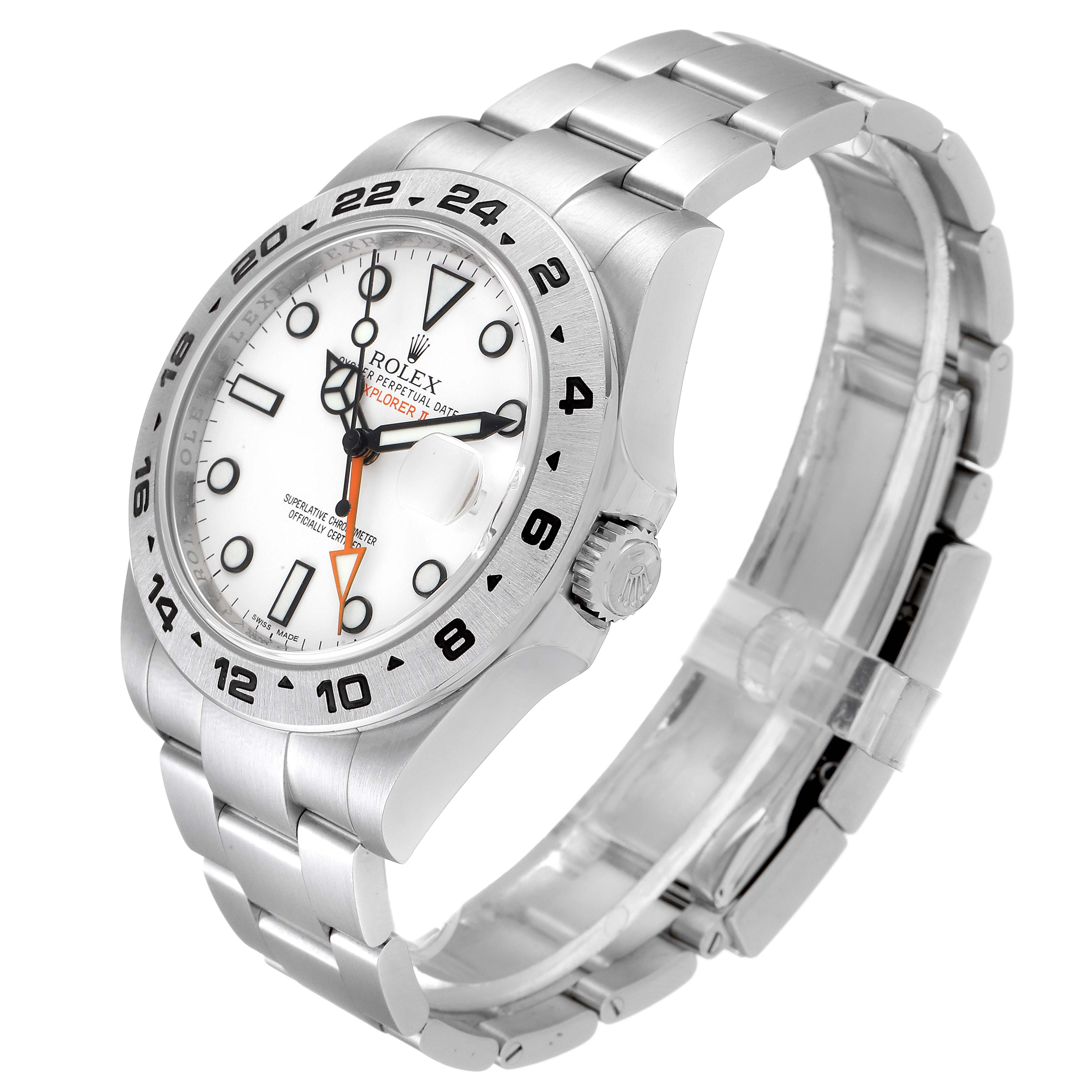The image shows a side angle of the Rolex Explorer 216570 Men's Stainless Steel White Dial 216570 Men's Stainless Steel White Dial watch, highlighting the bezel, face, crown, and bracelet.