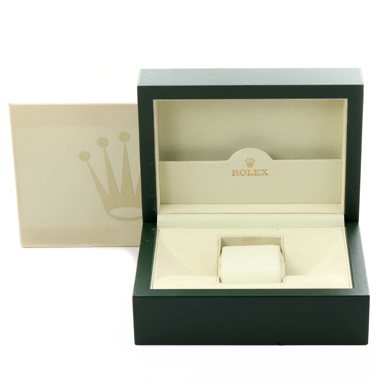 The image shows an open Rolex watch box for the Sea-Dweller model, viewed from the front, displaying its interior cushioning.