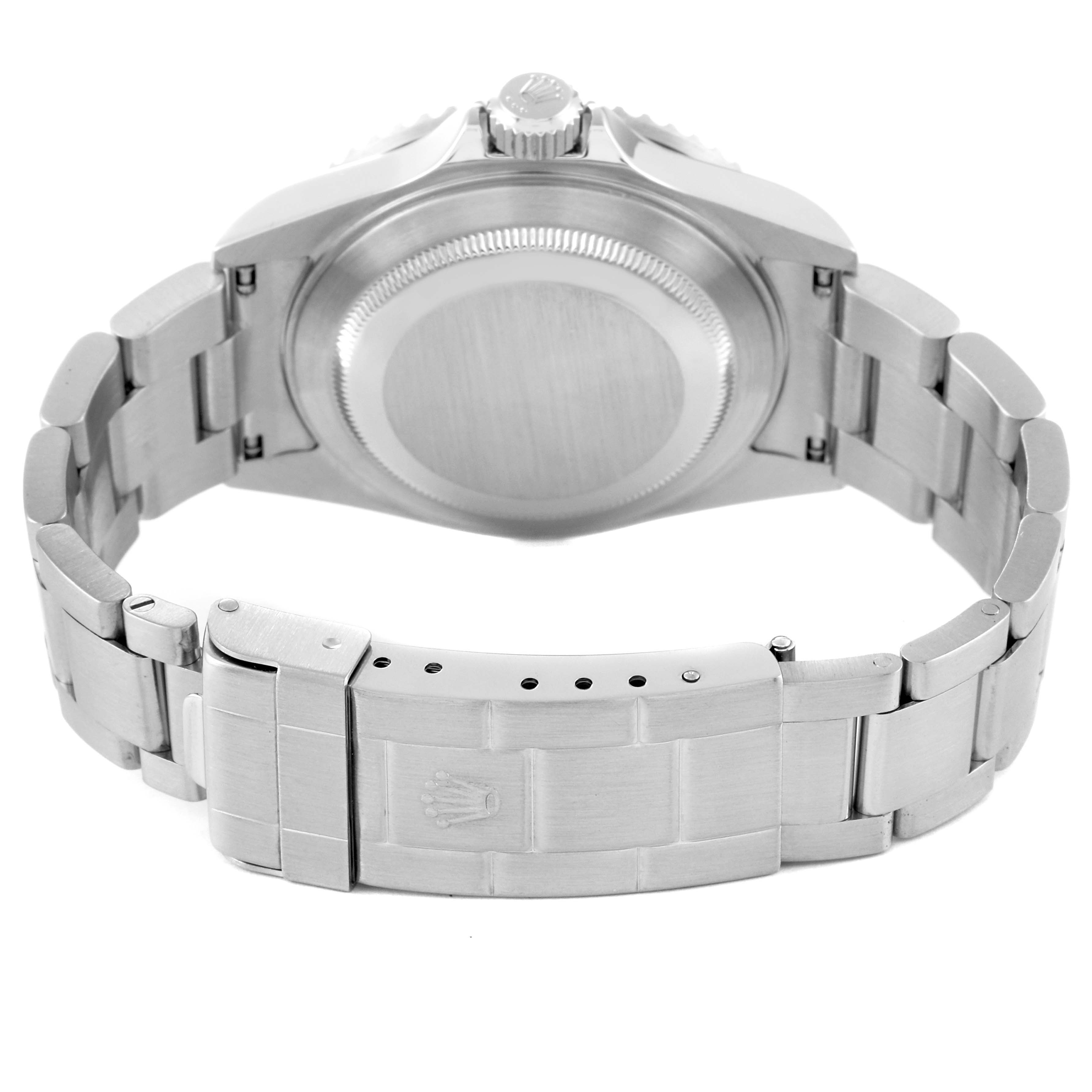 This image shows the back view of a Rolex Submariner 16610T Men's Stainless Steel Black Dial 16610T Men's Stainless Steel Black Dial watch, highlighting the case back, bracelet, and clasp.