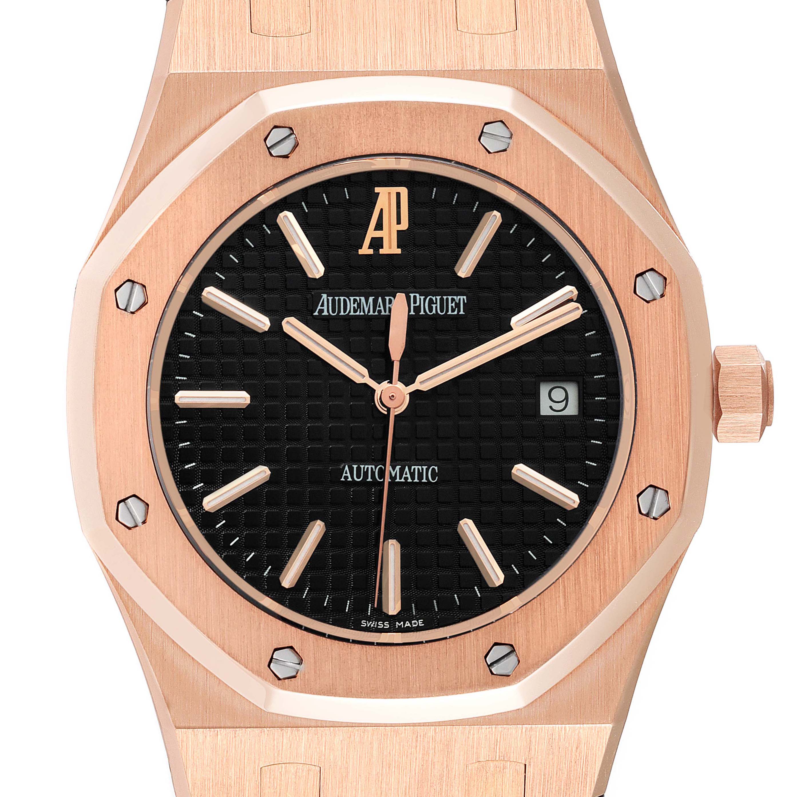 Audemars Piguet Royal Oak 18k Rose Gold Black Dial Watch 15300OR