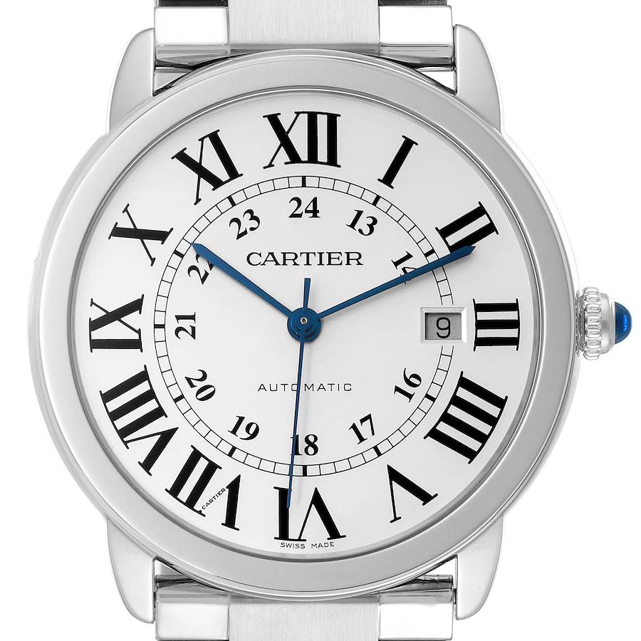 Cartier Ronde Solo XL Silver Dial Automatic Steel Watch W6701011 Box Papers SwissWatchExpo