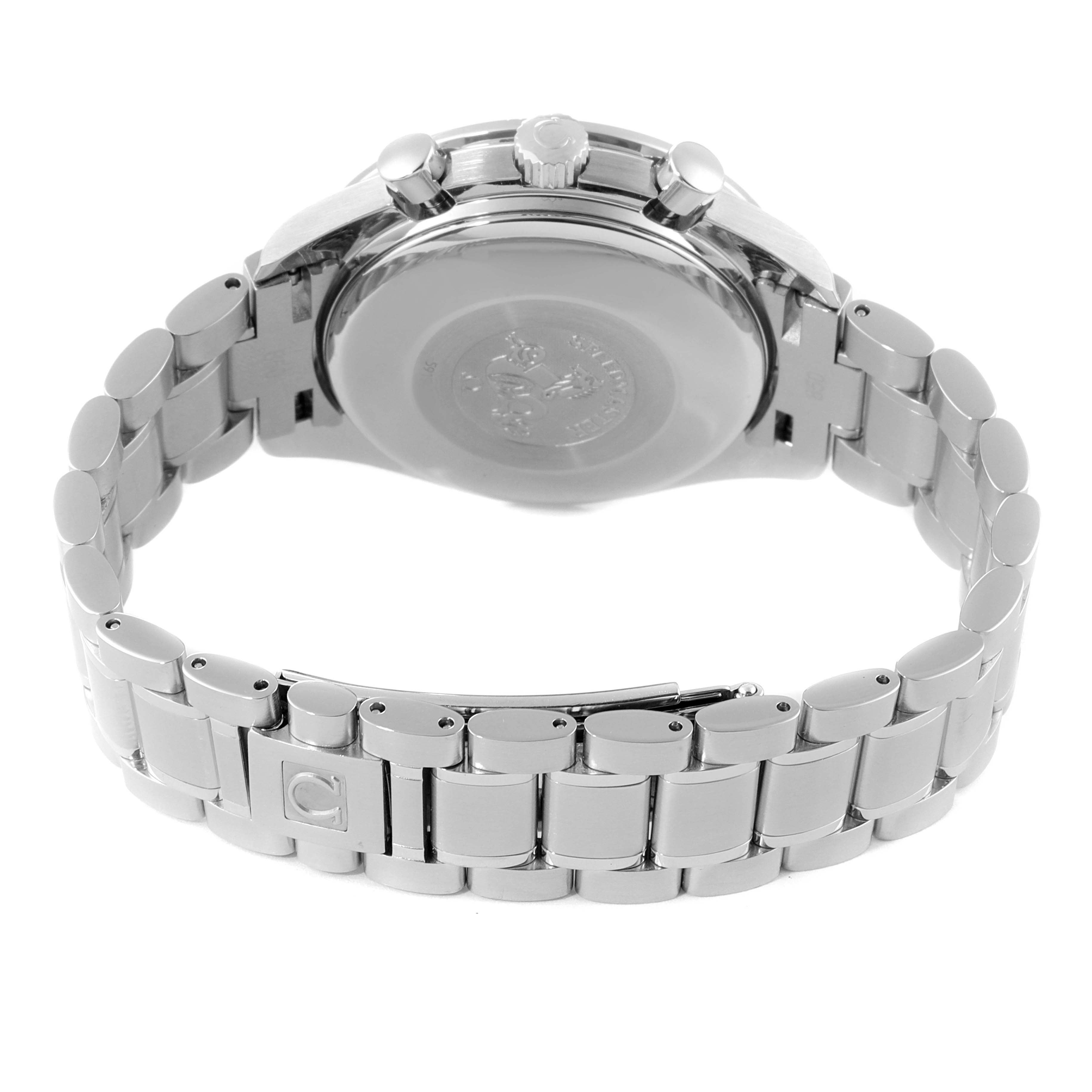 The image shows the back view and bracelet of an Omega Speedmaster 3513.30.00 Men
s Stainless Steel Silver Dial 3513.30.00 Men
s Stainless Steel Silver Dial watch.