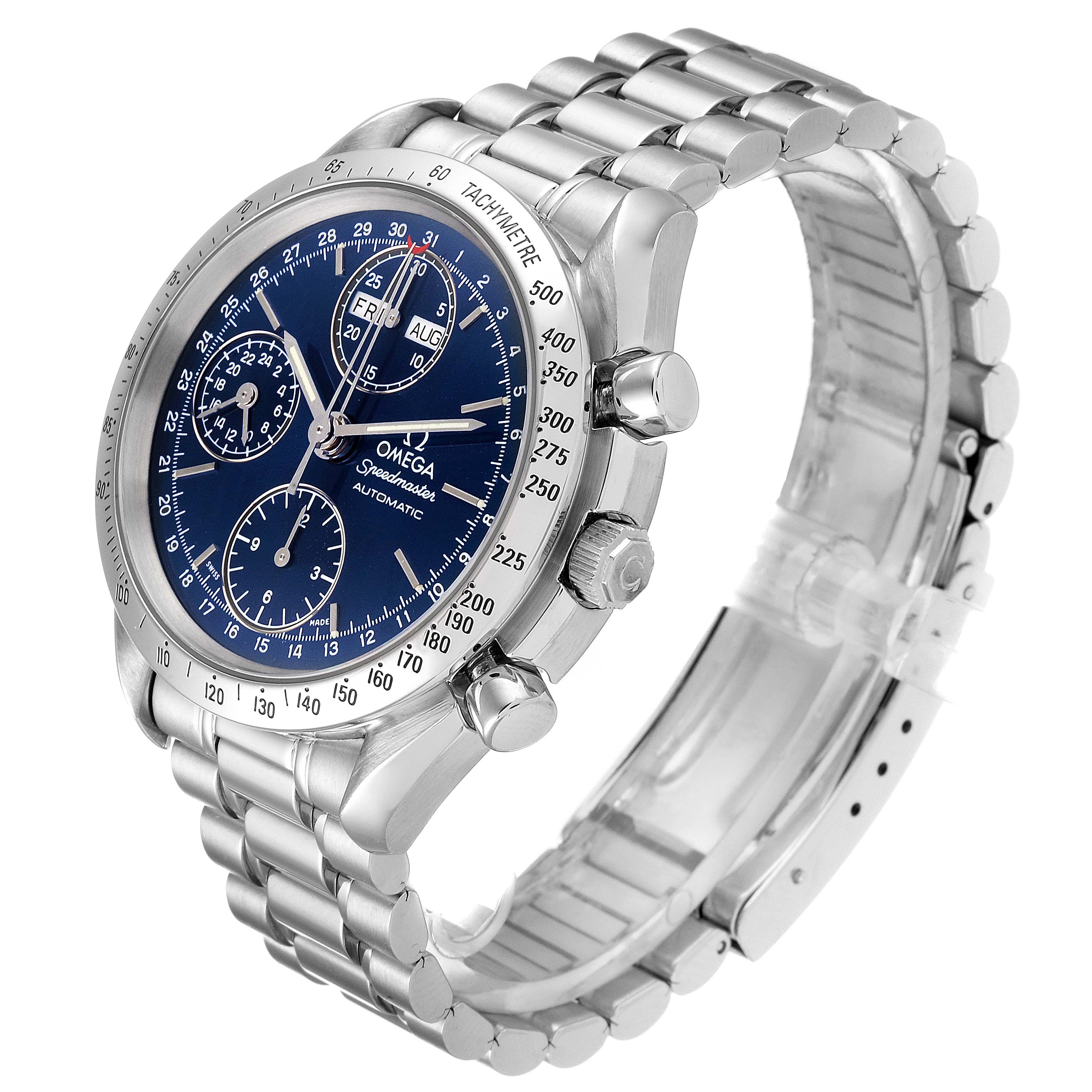 omega speedmaster day date blue