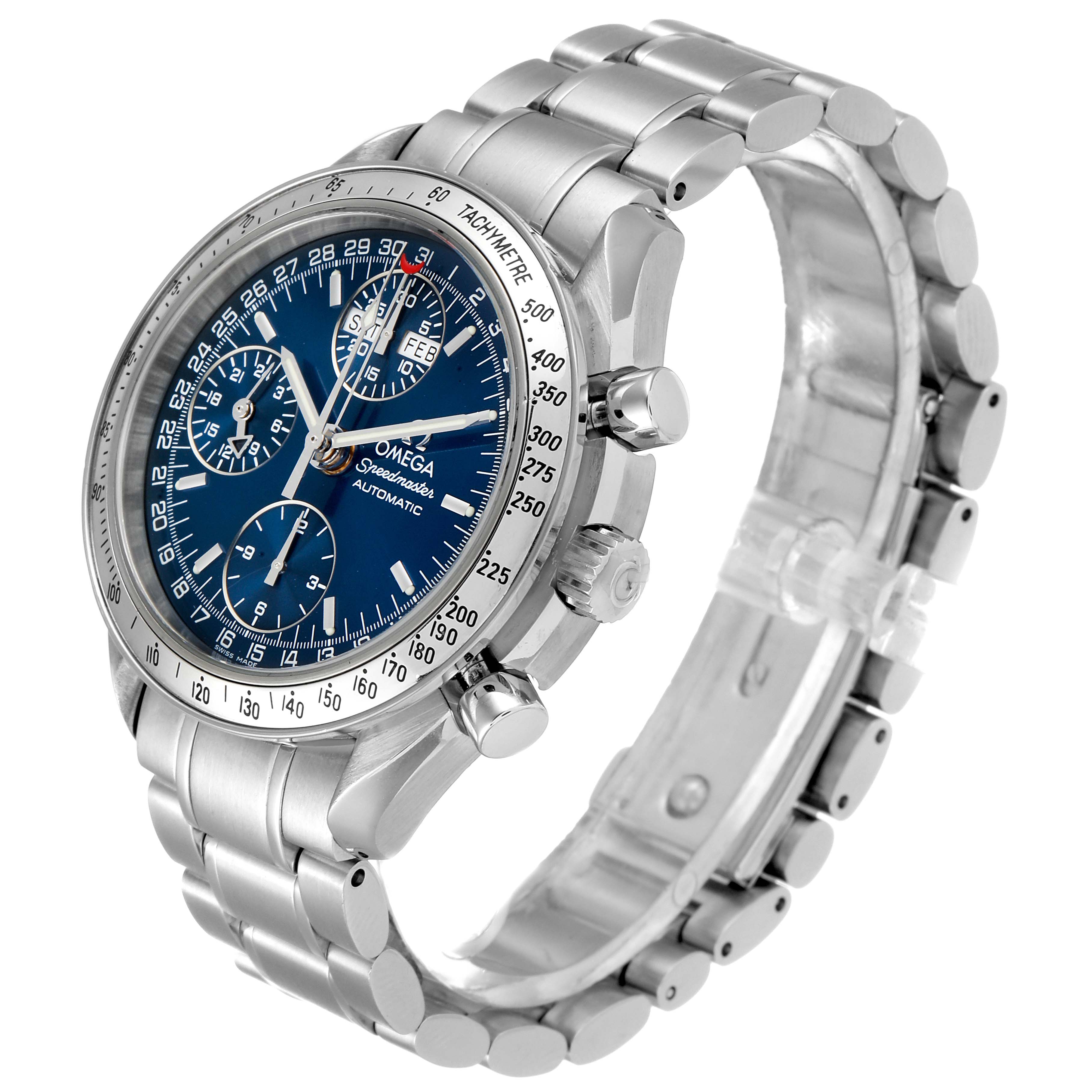 omega speedmaster day date blue