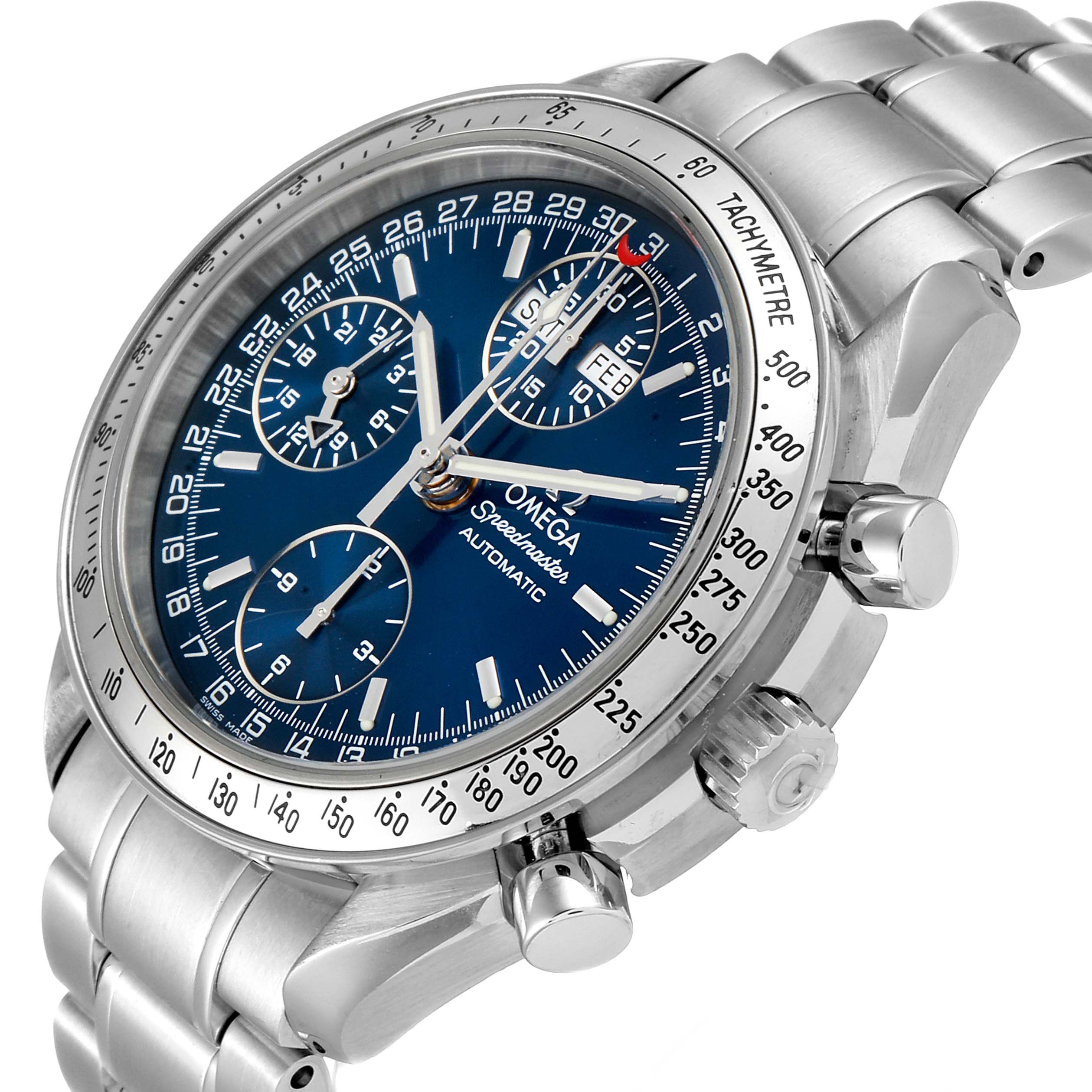 omega speedmaster day date blue