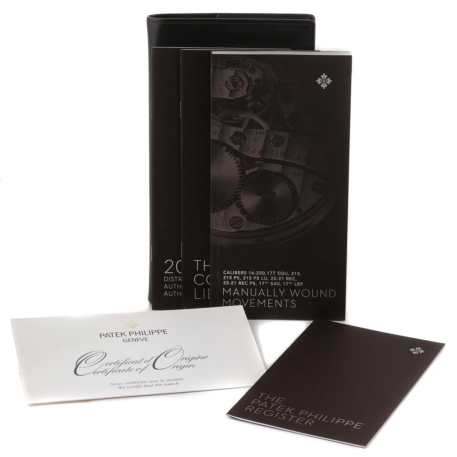 The image shows the paperwork and certificates for the Patek Philippe Calatrava 5119G Men
s White Gold White Dial 5119G Men
s White Gold White Dial watch model.