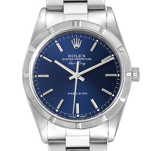 Photo of Rolex Air King 34mm Blue Dial Oyster Bracelet Mens Watch 14010