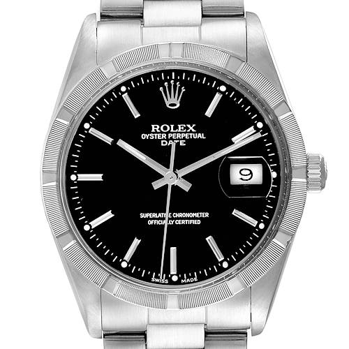 Photo of Rolex Date Stainless Steel Black Dial Vintage Mens Watch 15010