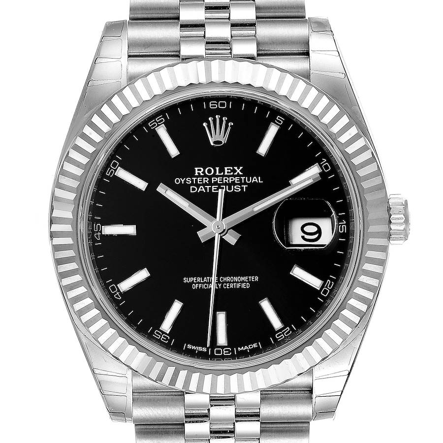 Rolex Datejust 41 Steel White Gold Black Dial Mens Watch 126334 Unworn SwissWatchExpo