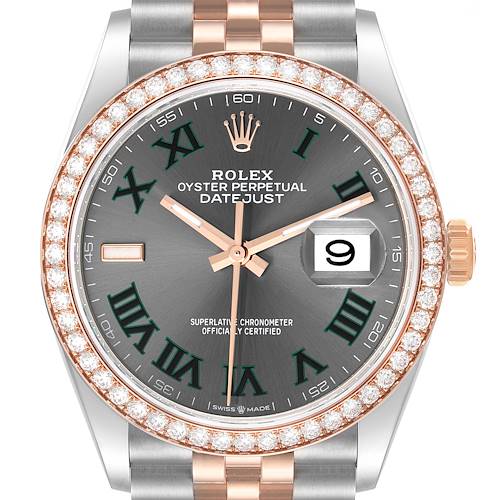 Photo of Rolex Datejust Steel Rose Gold Wimbledon Dial Diamond Mens Watch 126281 Unworn