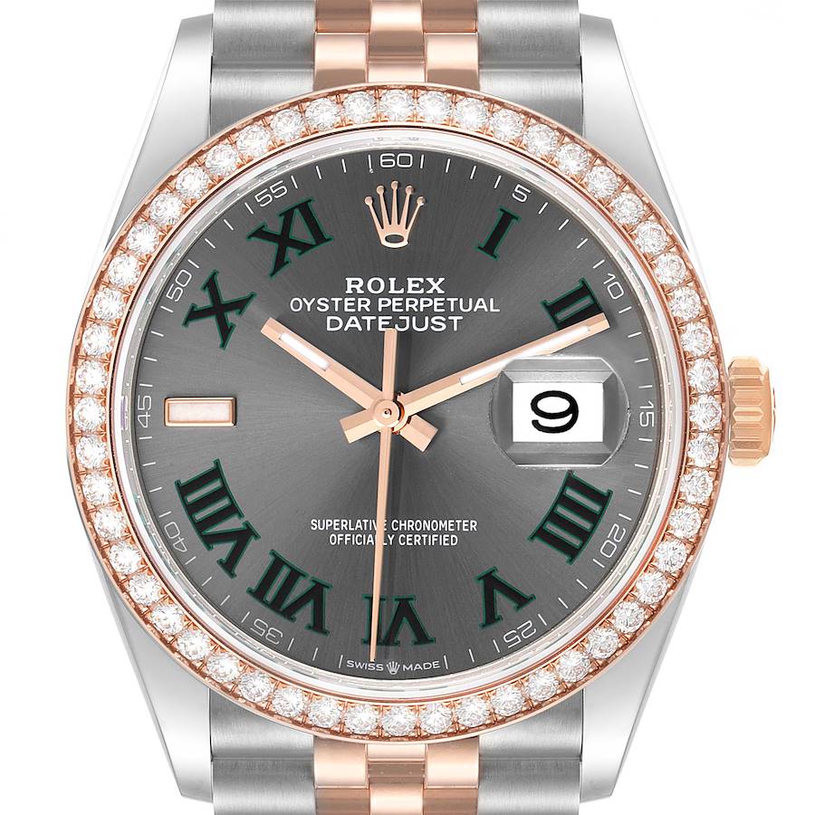 Rolex Datejust Steel Rose Gold Wimbledon Dial Diamond Mens Watch 126281 Unworn SwissWatchExpo