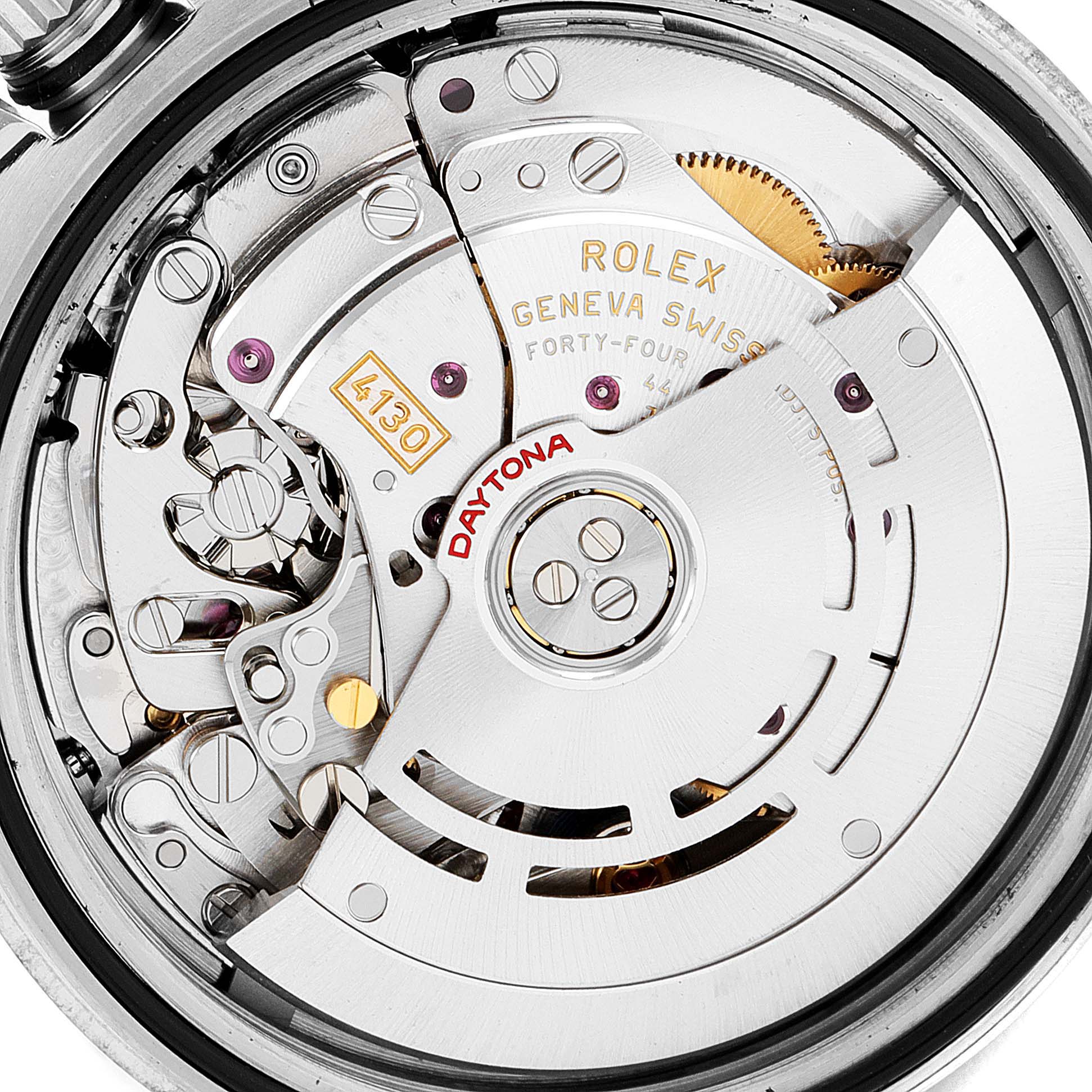 This image shows the internal mechanism and movement parts of a Rolex Daytona 116520 Men's Stainless Steel Black Dial 116520 Men's Stainless Steel Black Dial watch from a top-down angle.