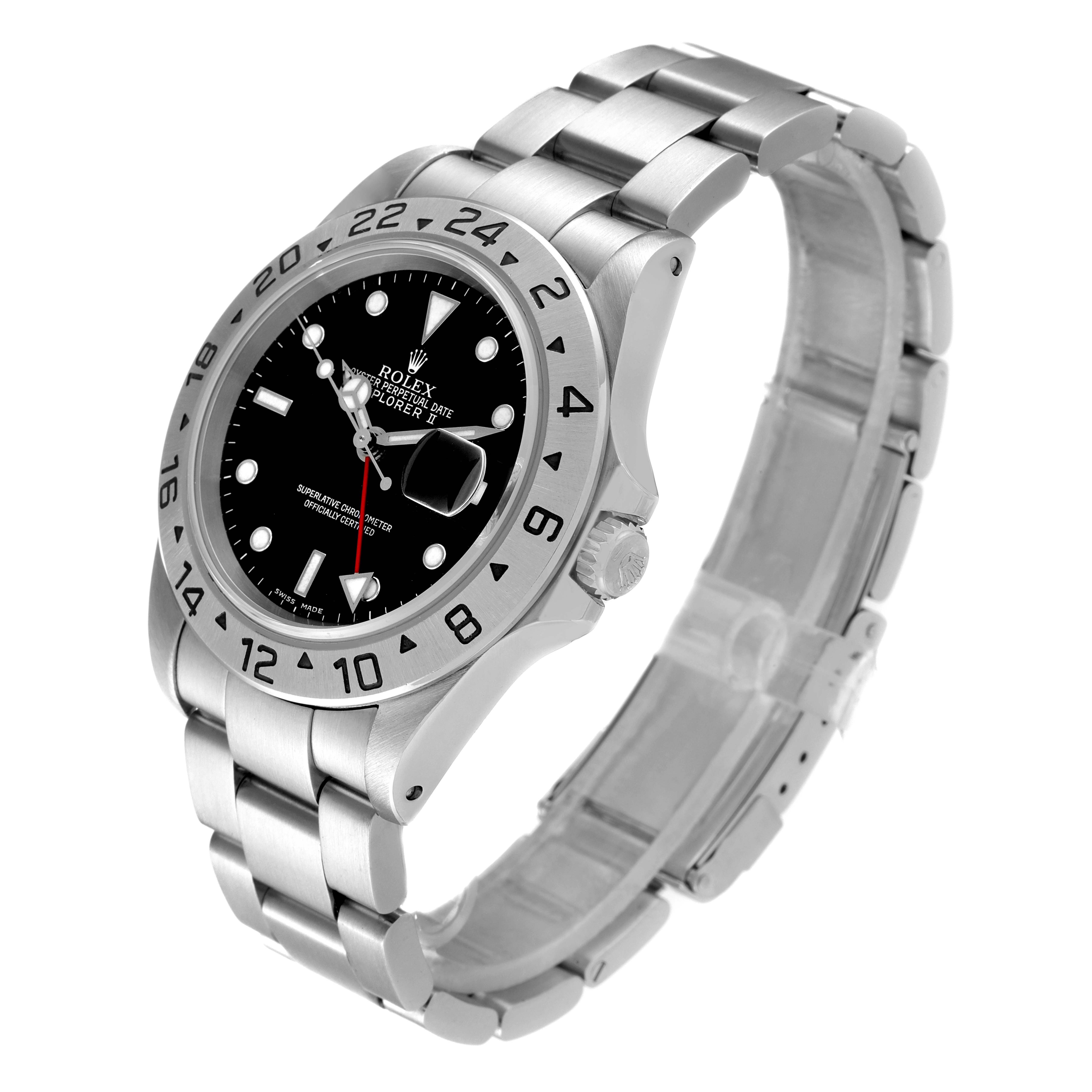 The image shows a Rolex Explorer 16570 Men's Stainless Steel Black Dial 16570 Men's Stainless Steel Black Dial watch at an oblique angle with a clear view of the face, bezel, crown, and bracelet.