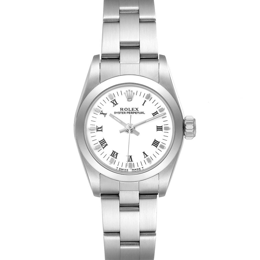 Rolex Oyster Perpetual Nondate White Dial Steel Ladies Watch 67180 Box Papers SwissWatchExpo