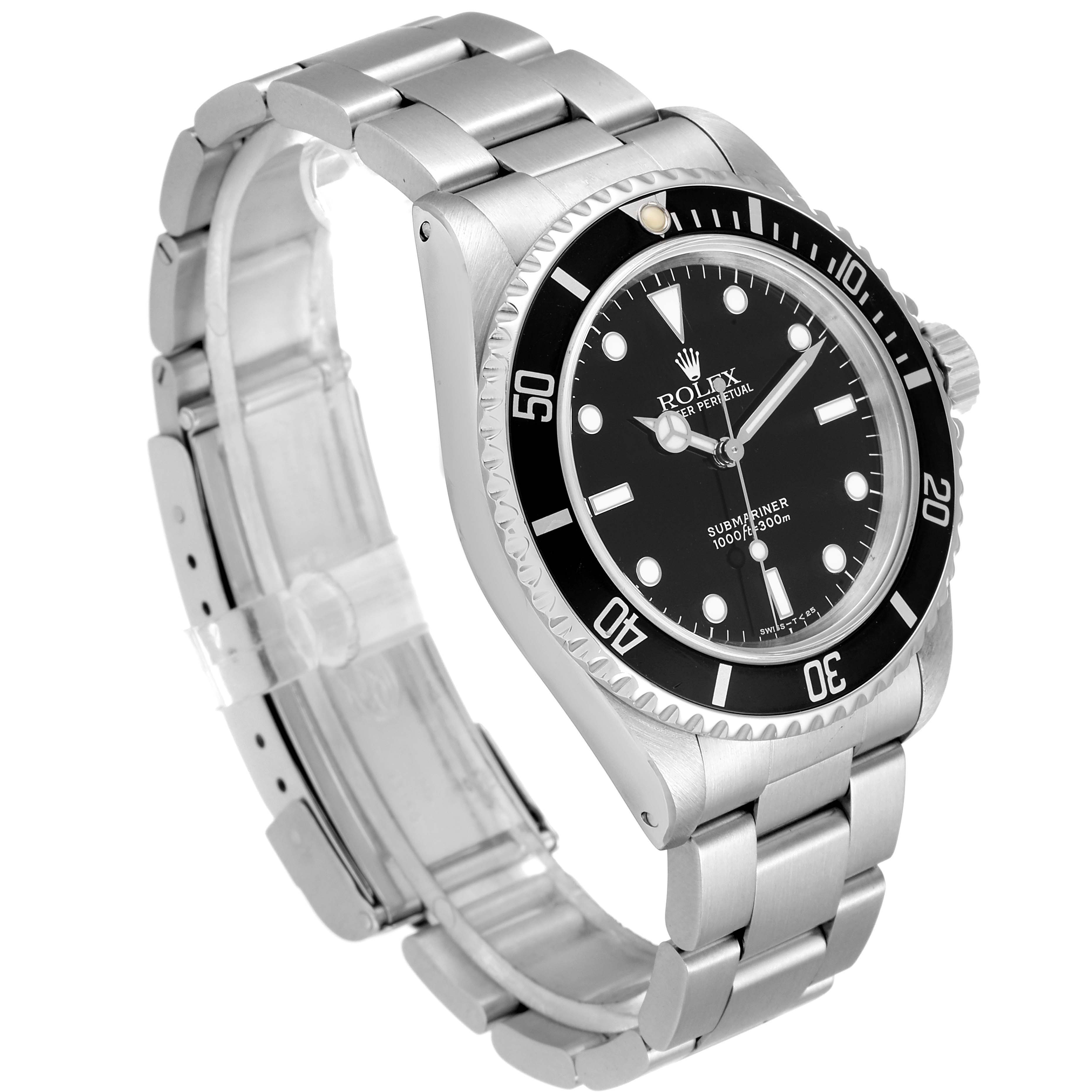 The image shows a Rolex Submariner 14060 Men's Stainless Steel Black Dial 14060 Men's Stainless Steel Black Dial watch at a three-quarter angle, highlighting the face, bezel, case, and bracelet.