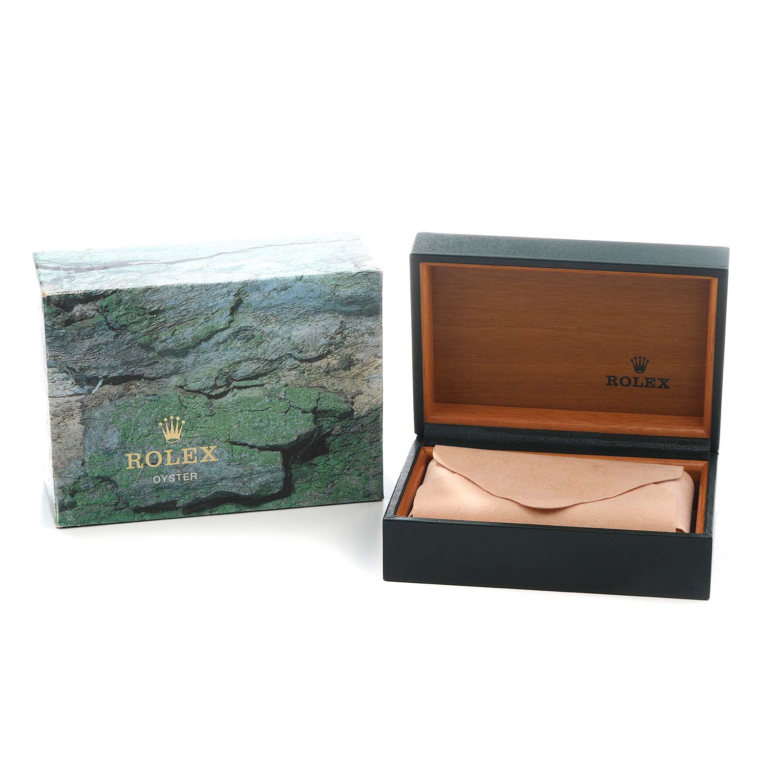 The image shows a Rolex Yacht-Master 169623 Women's Steel and Gold (two tone) Blue Dial box and protective pouch at an angle, with the box lid open and packaging displayed.